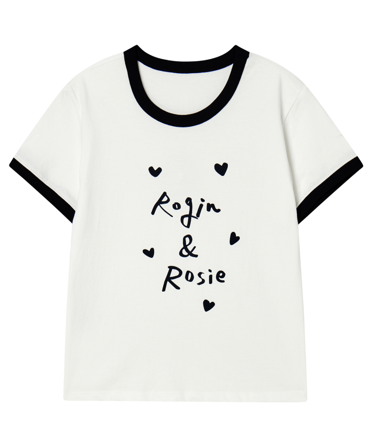 로긴 앤 로지(ROGIN N ROSIE) Rogin N Rosie Lettering Ringer T-shirt White