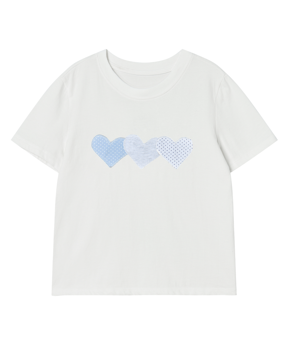 로긴 앤 로지(ROGIN N ROSIE) Silver Dot Heart Patch Cotton T-shirt White
