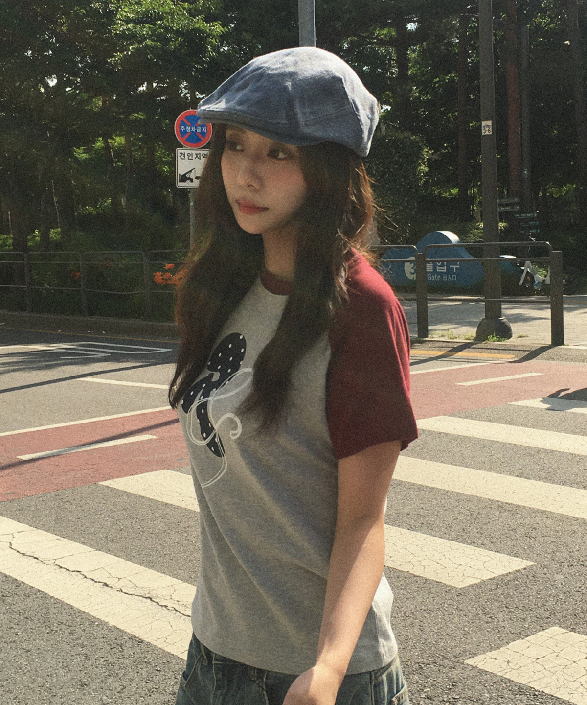 로긴 앤 로지(ROGIN N ROSIE) RnR Dot Point Ragian T-shirt Gray-Wine