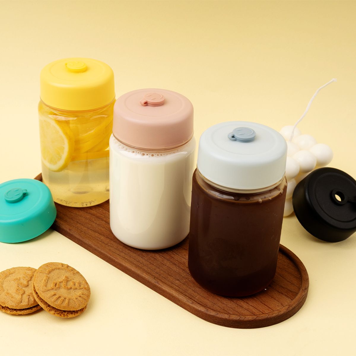 아조아(AJOAH) 스마일 빨대캡 AJSP 300ml 미니보틀 단체 텀블러 어린이 컬러 다용도 밀크 용기 쉐이크 휴대용