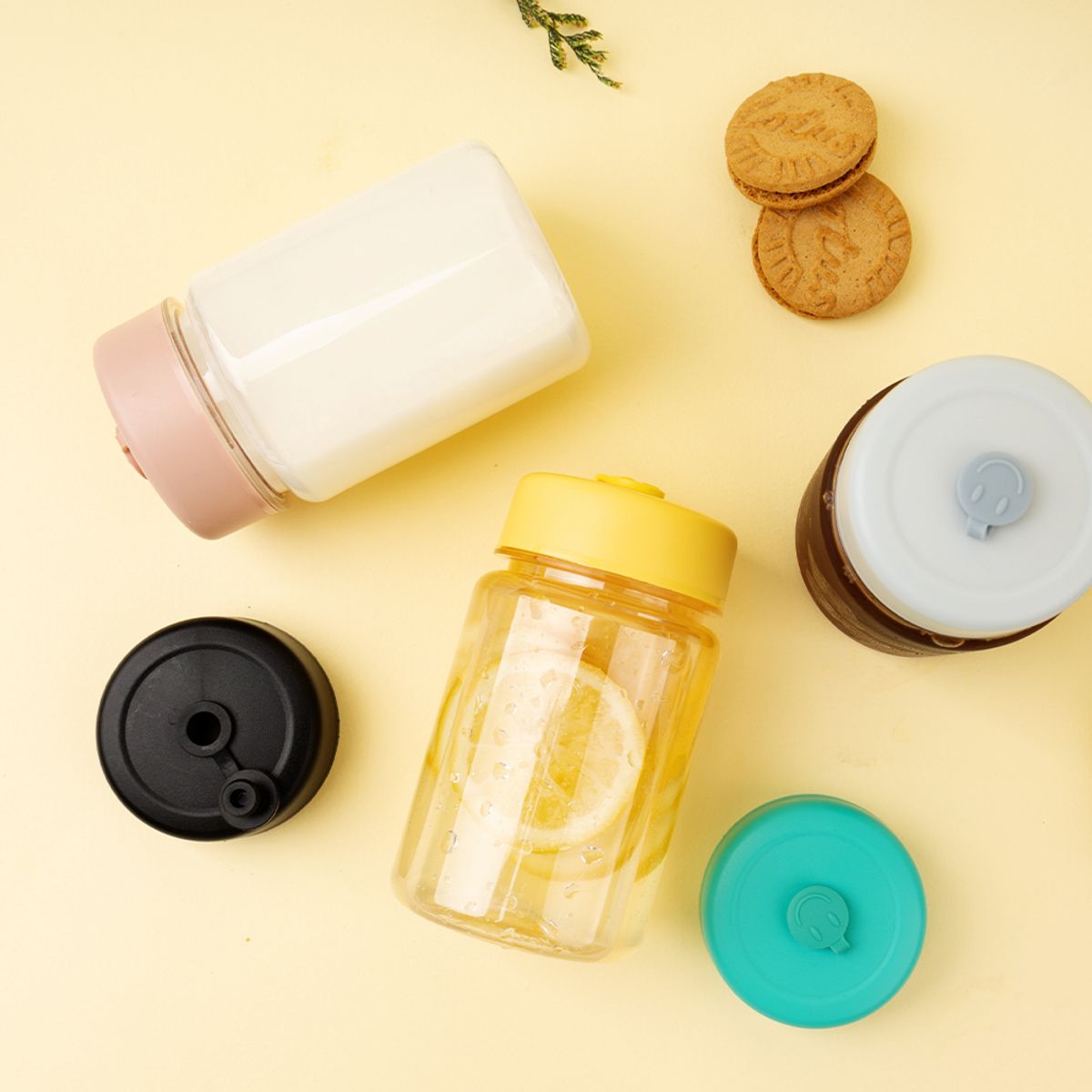 아조아(AJOAH) 스마일 빨대캡 AJSP 300ml 미니보틀 단체 텀블러 어린이 컬러 다용도 밀크 용기 쉐이크 휴대용