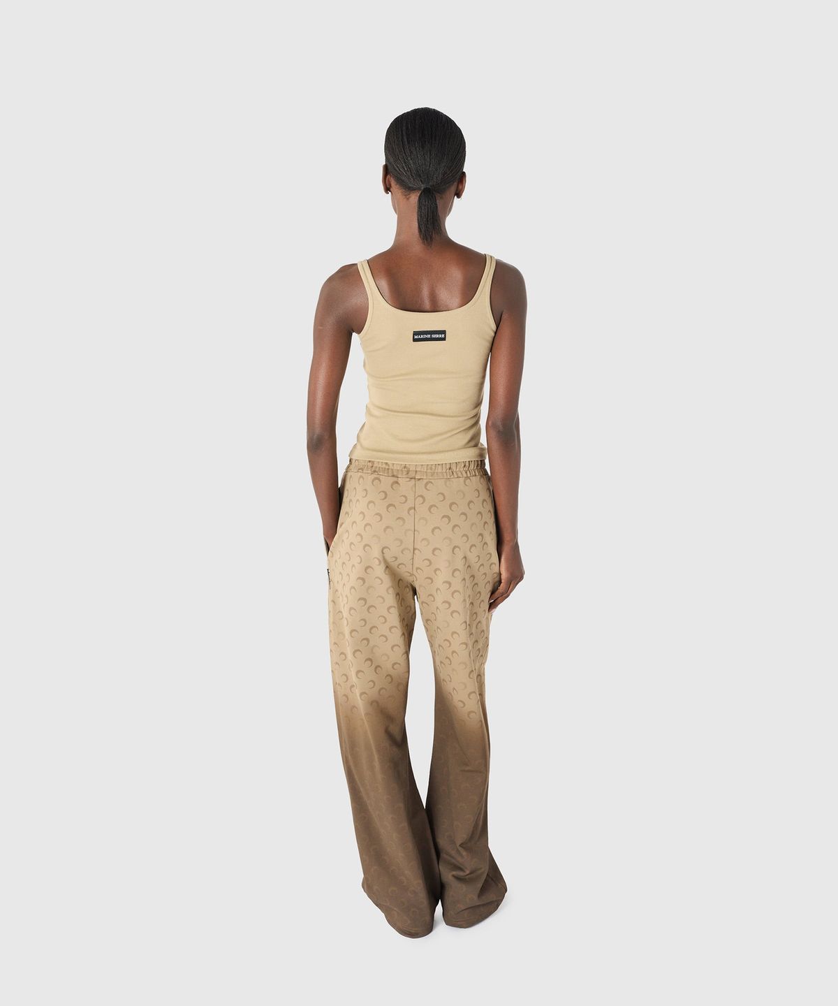 마린 세르(MARINE SERRE) (W) 문 로고 리브드 저지 탱크탑 토프 MOON LOGO RIBBED JERSEY TANK TOP BG40 TAUPE