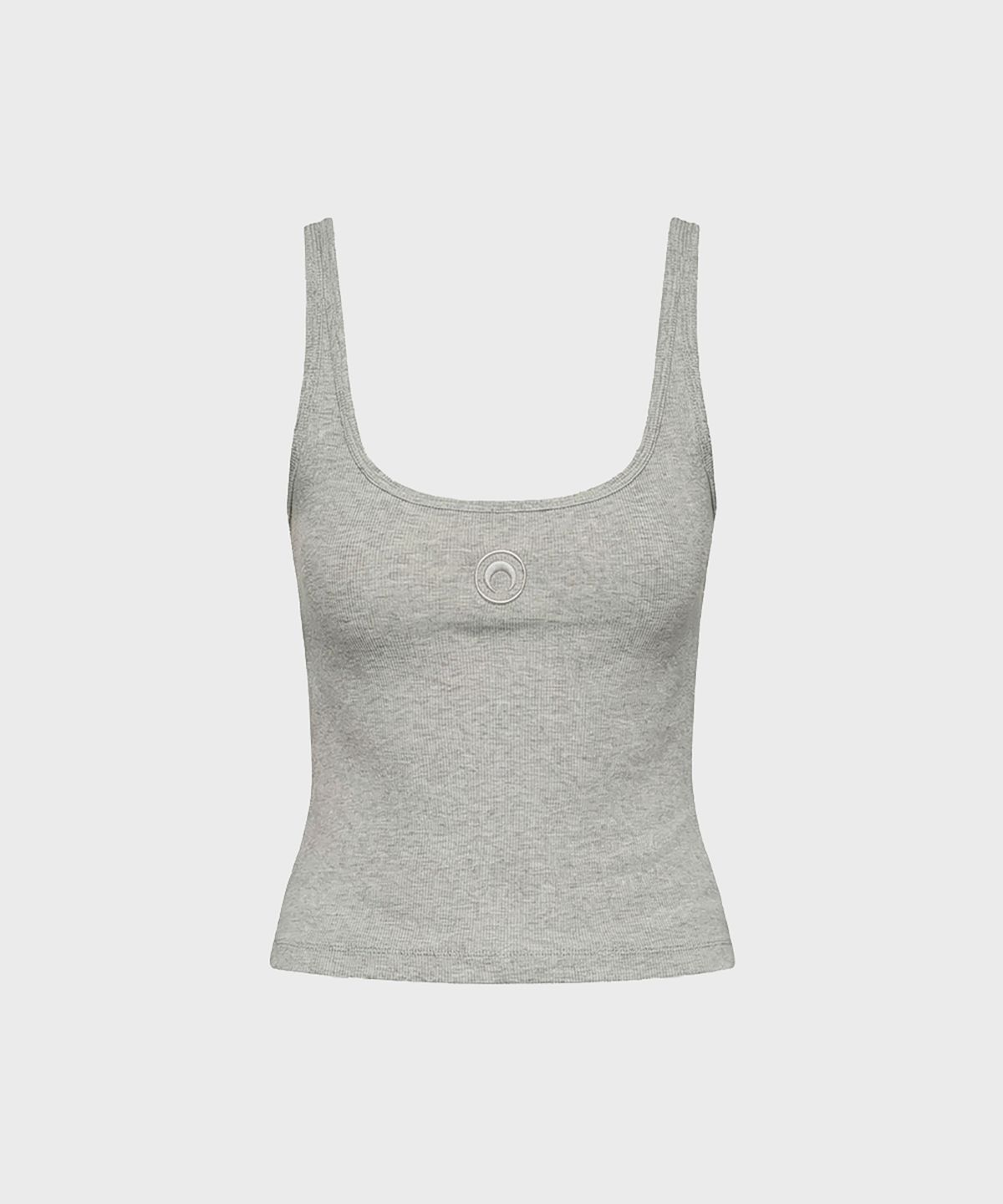 마린 세르(MARINE SERRE) (W) 문 로고 리브드 저지 크롭 탱크탑 그레이 MOON LOGO RIBBED JERSEY CROP TANK TOP GR50 GREY