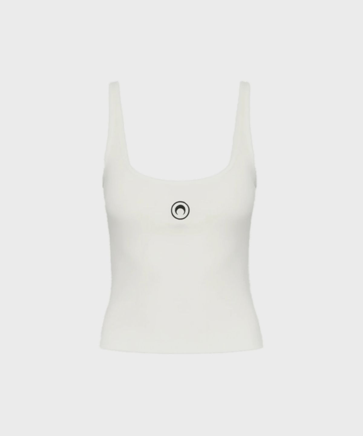 마린 세르(MARINE SERRE) (W) 문 로고 리브드 저지 크롭 탱크탑 화이트 MOON LOGO RIBBED JERSEY CROP TANK TOP WH10 WHITE