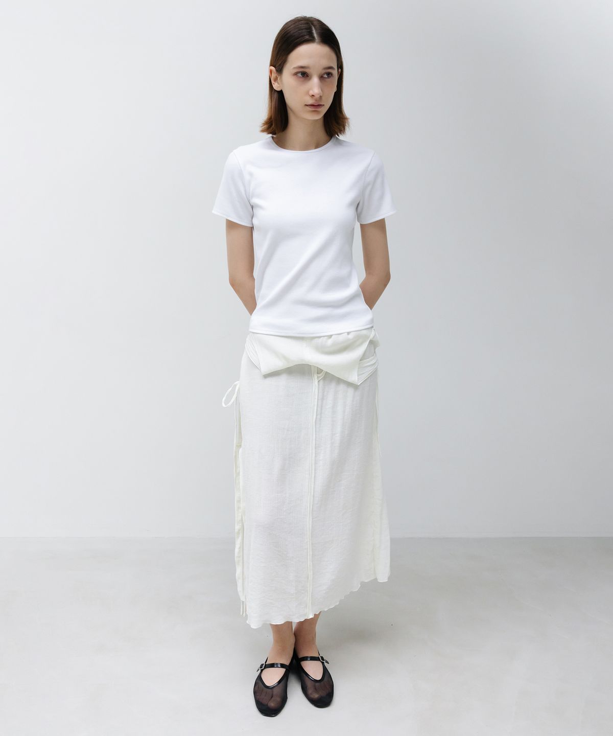 인사일런스 우먼(INSILENCE WOMEN) 워시드 립 하프슬리브 WHITE