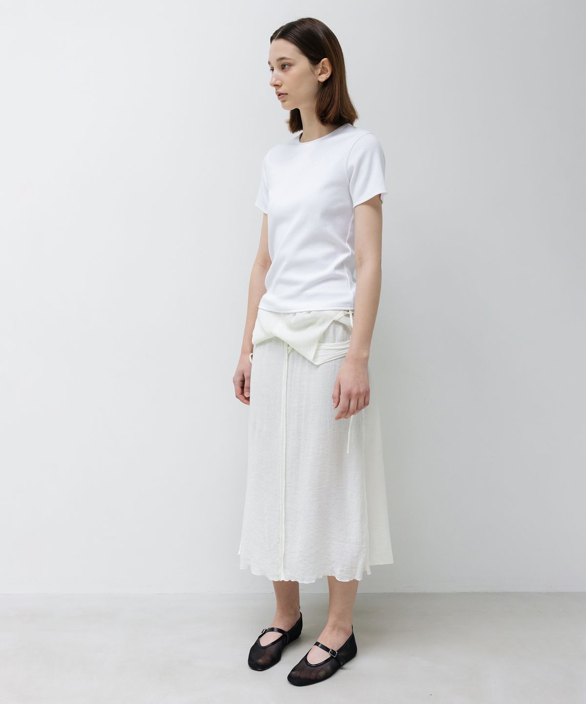 인사일런스 우먼(INSILENCE WOMEN) 워시드 립 하프슬리브 WHITE