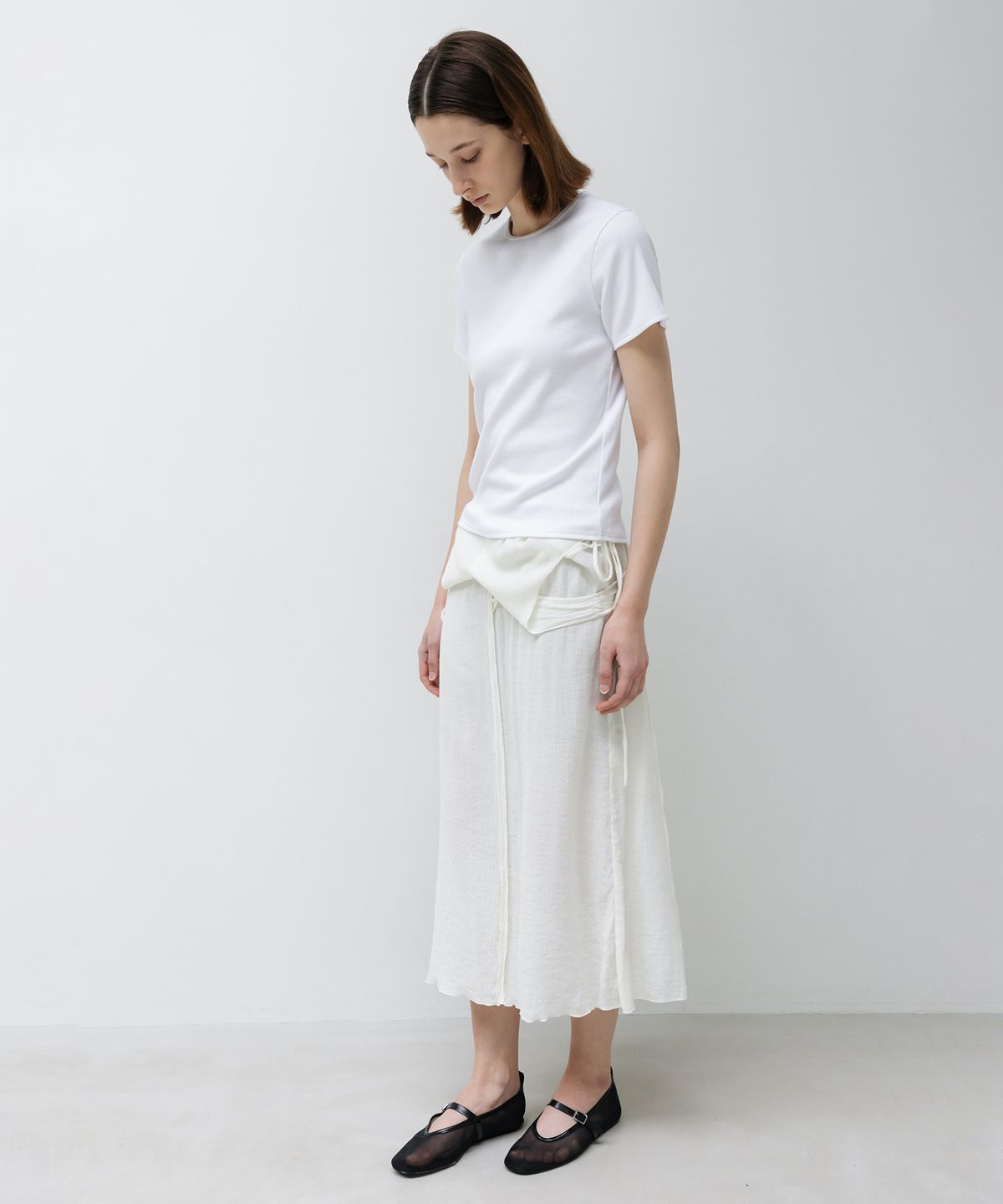 인사일런스 우먼(INSILENCE WOMEN) 워시드 립 하프슬리브 WHITE