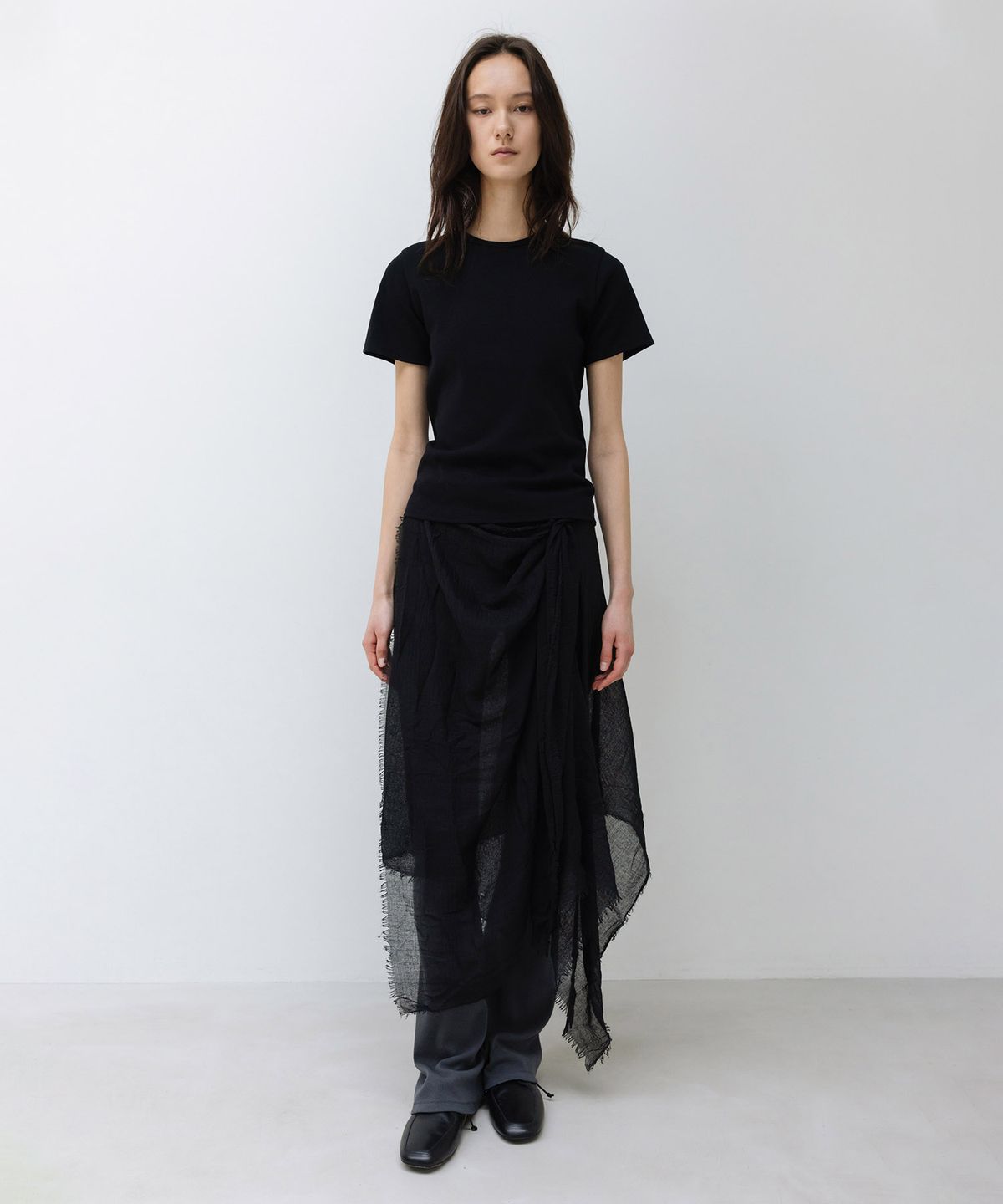 인사일런스 우먼(INSILENCE WOMEN) 워시드 립 하프슬리브 BLACK