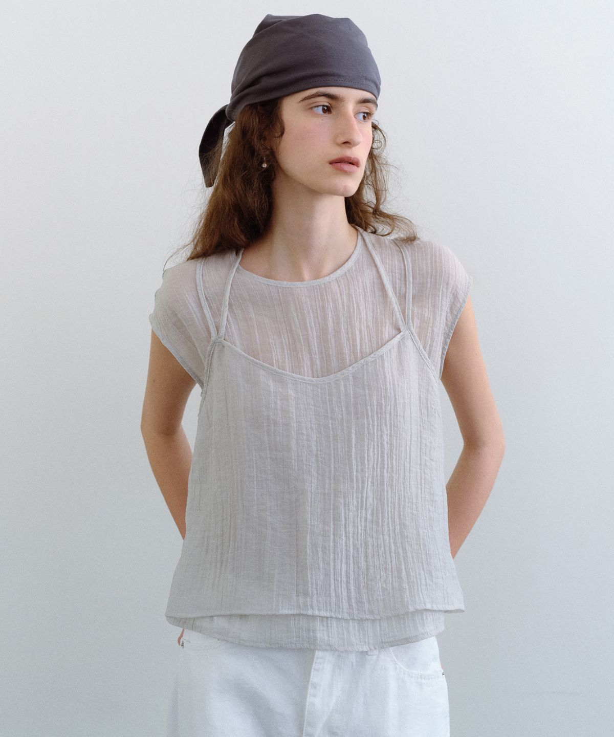 유라고(URAGO) Wrinkle layered blouse set