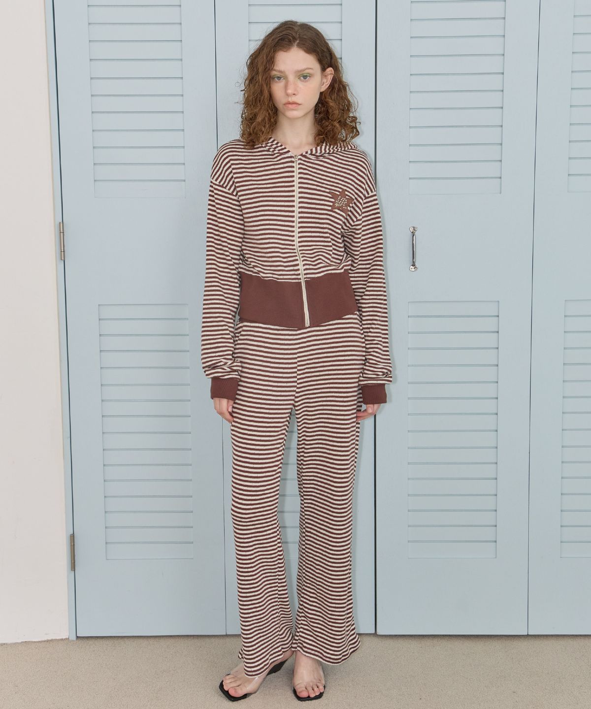 레터리(LETERIE) STRIPE TRACK PANTS_BROWN