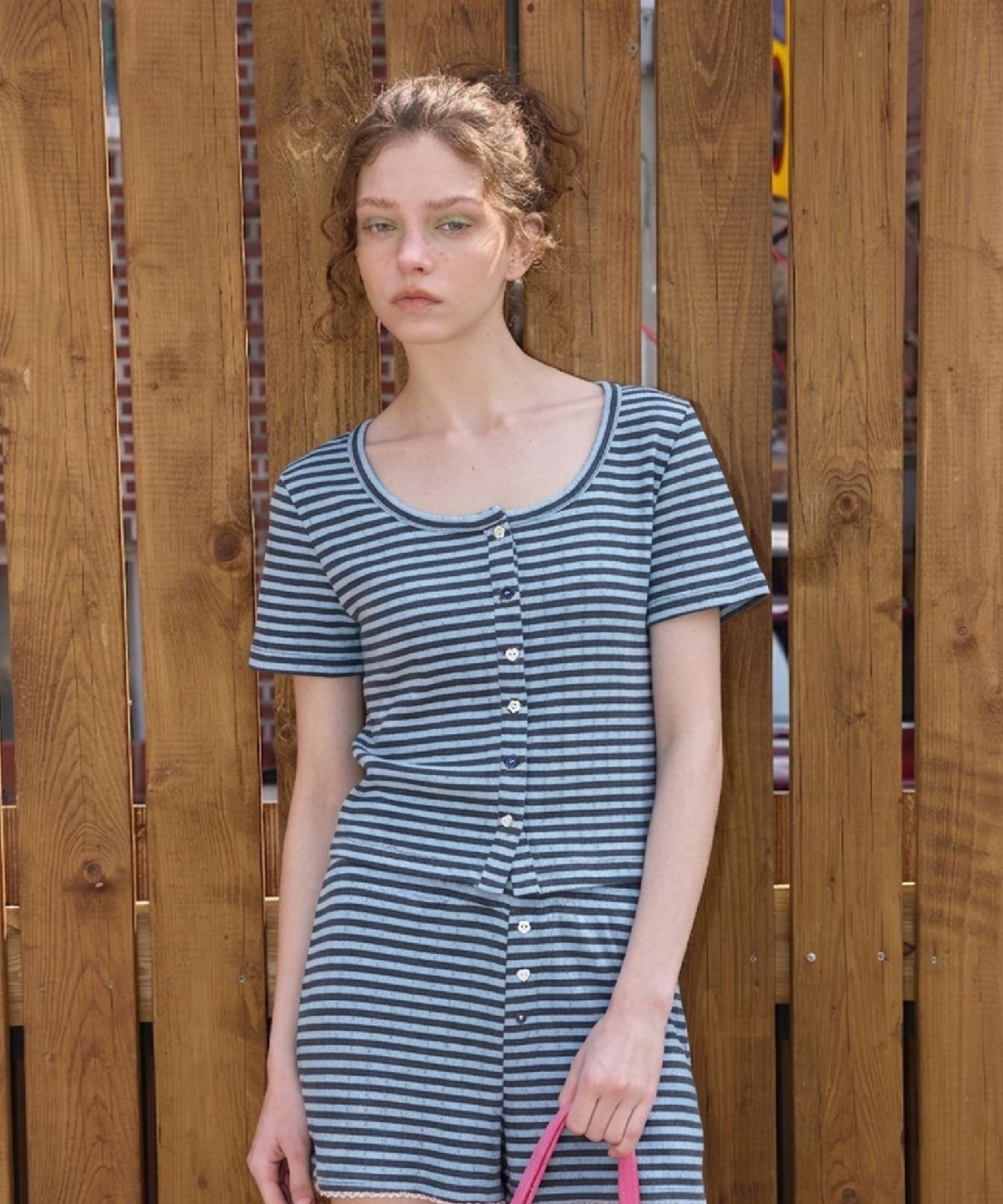 레터리(LETERIE) AJOUR STRIPE CARDIGAN_2COLOR