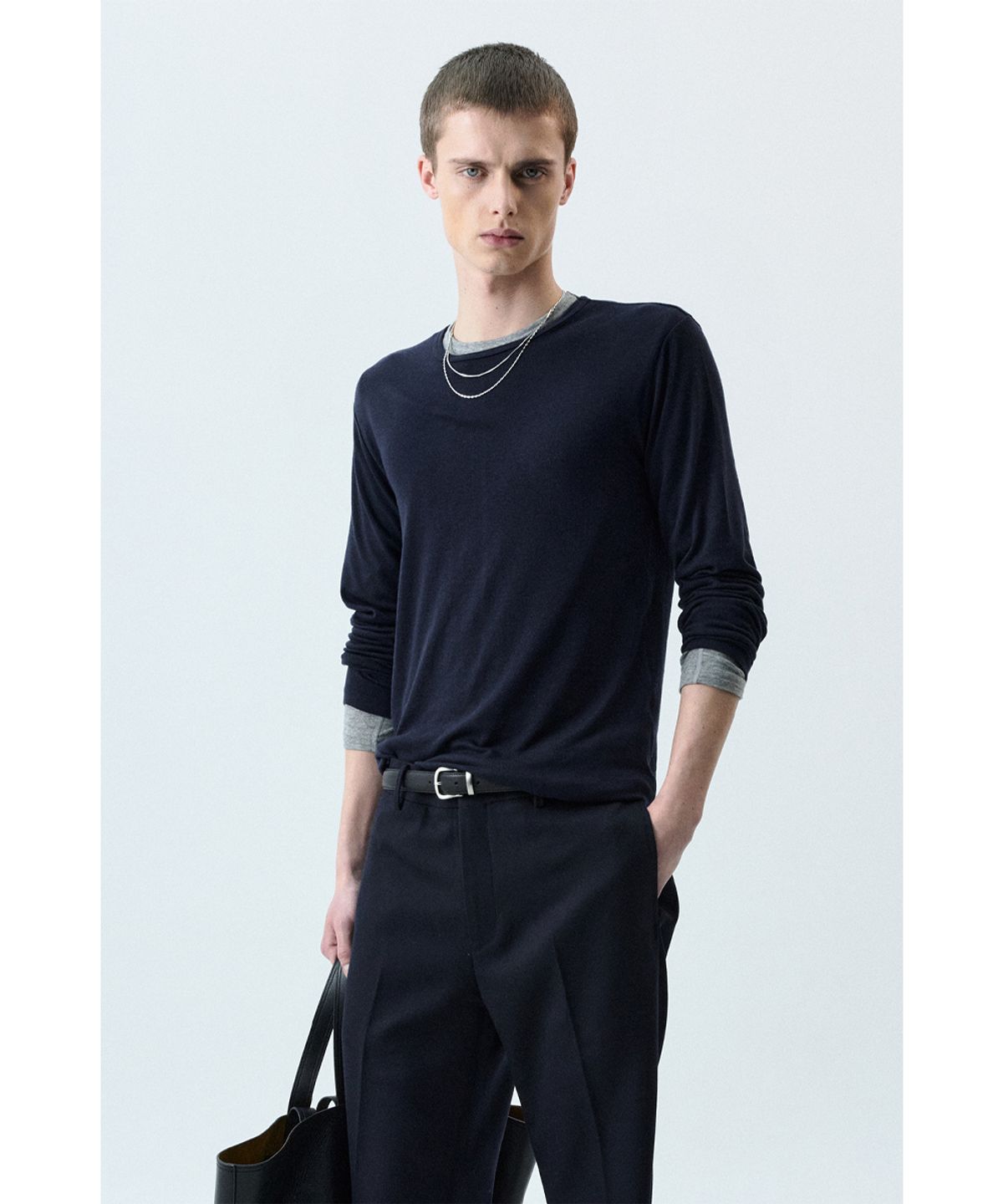 세비지(SAVAGE) Flatlock Crewneck Long Sleeve - Navy