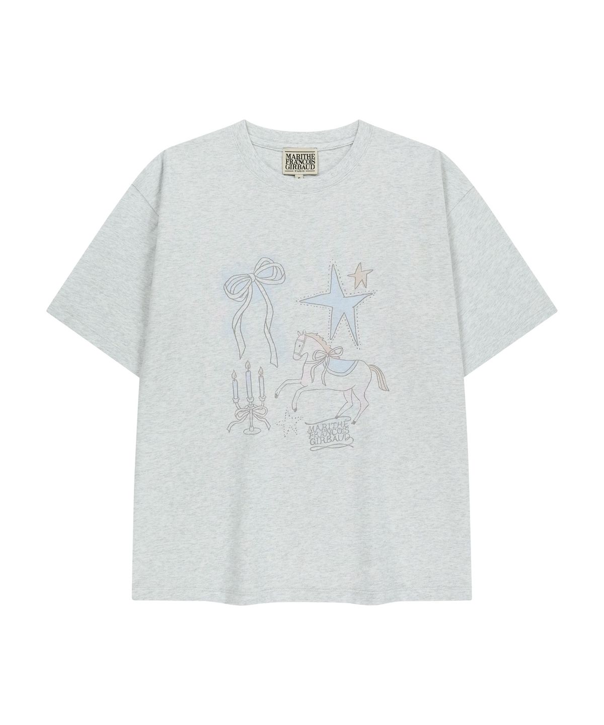 마리떼 프랑소와 저버(MARITHÉ + FRANҪOIS GIRBAUD) W UNICORN GRAPHIC OVERSIZED TEE light heather gray