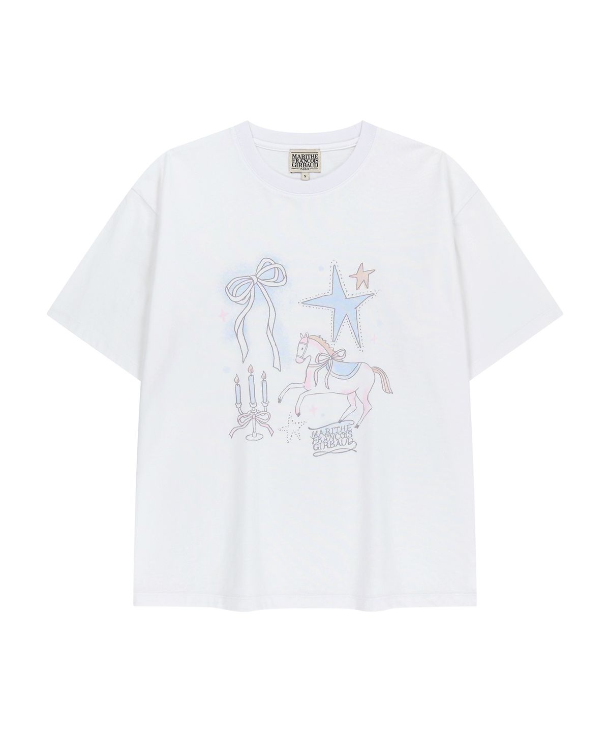 마리떼 프랑소와 저버(MARITHÉ + FRANҪOIS GIRBAUD) W UNICORN GRAPHIC OVERSIZED TEE white