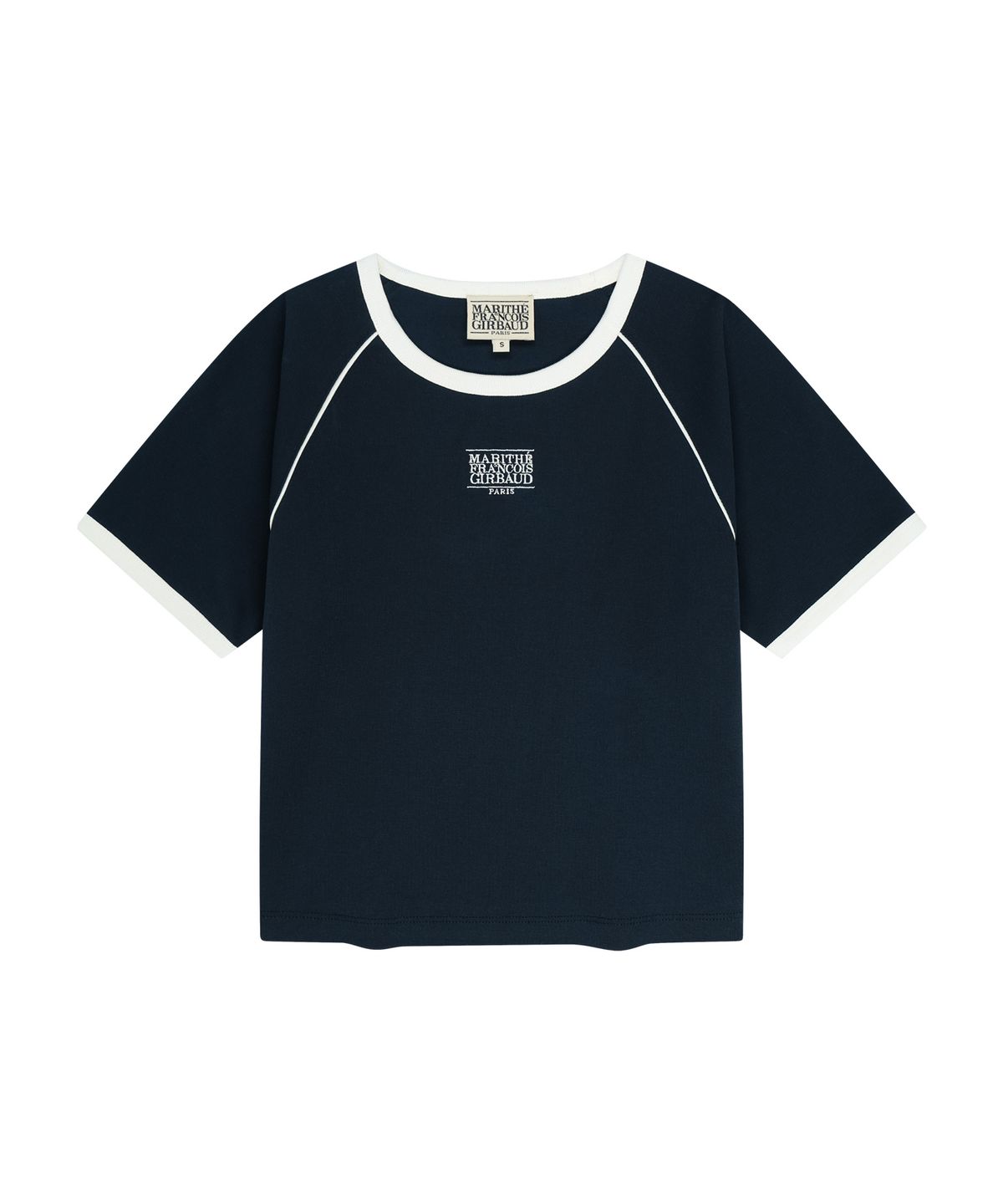 마리떼 프랑소와 저버(MARITHÉ + FRANҪOIS GIRBAUD) W AEROCOOL SMALL CLASSIC LOGO RINGER SLIM CROP TEE navy