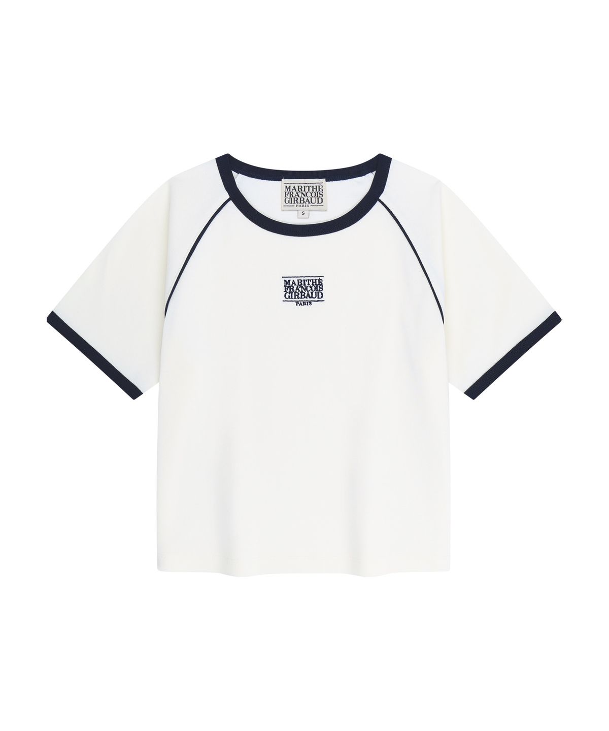 마리떼 프랑소와 저버(MARITHÉ + FRANҪOIS GIRBAUD) W AEROCOOL SMALL CLASSIC LOGO RINGER SLIM CROP TEE ivory