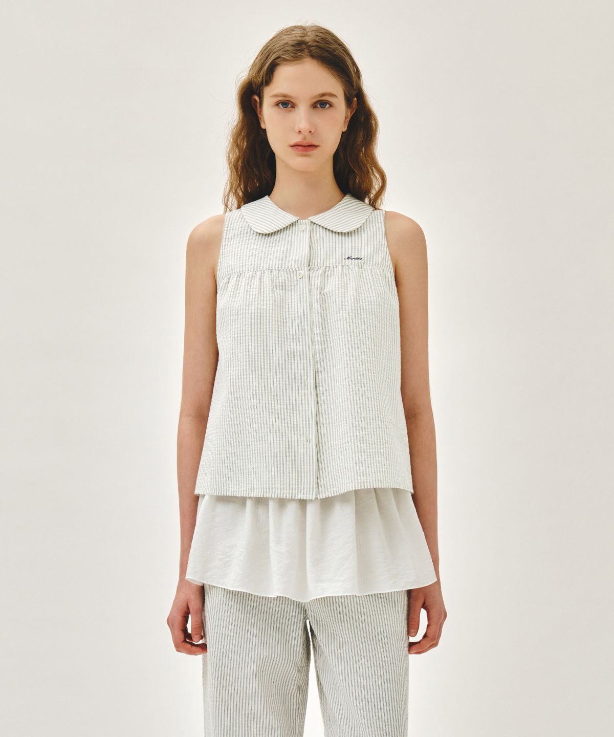 마리떼 프랑소와 저버(MARITHÉ + FRANҪOIS GIRBAUD) W ROUND COLLAR SLEEVELESS BLOUSE ivory