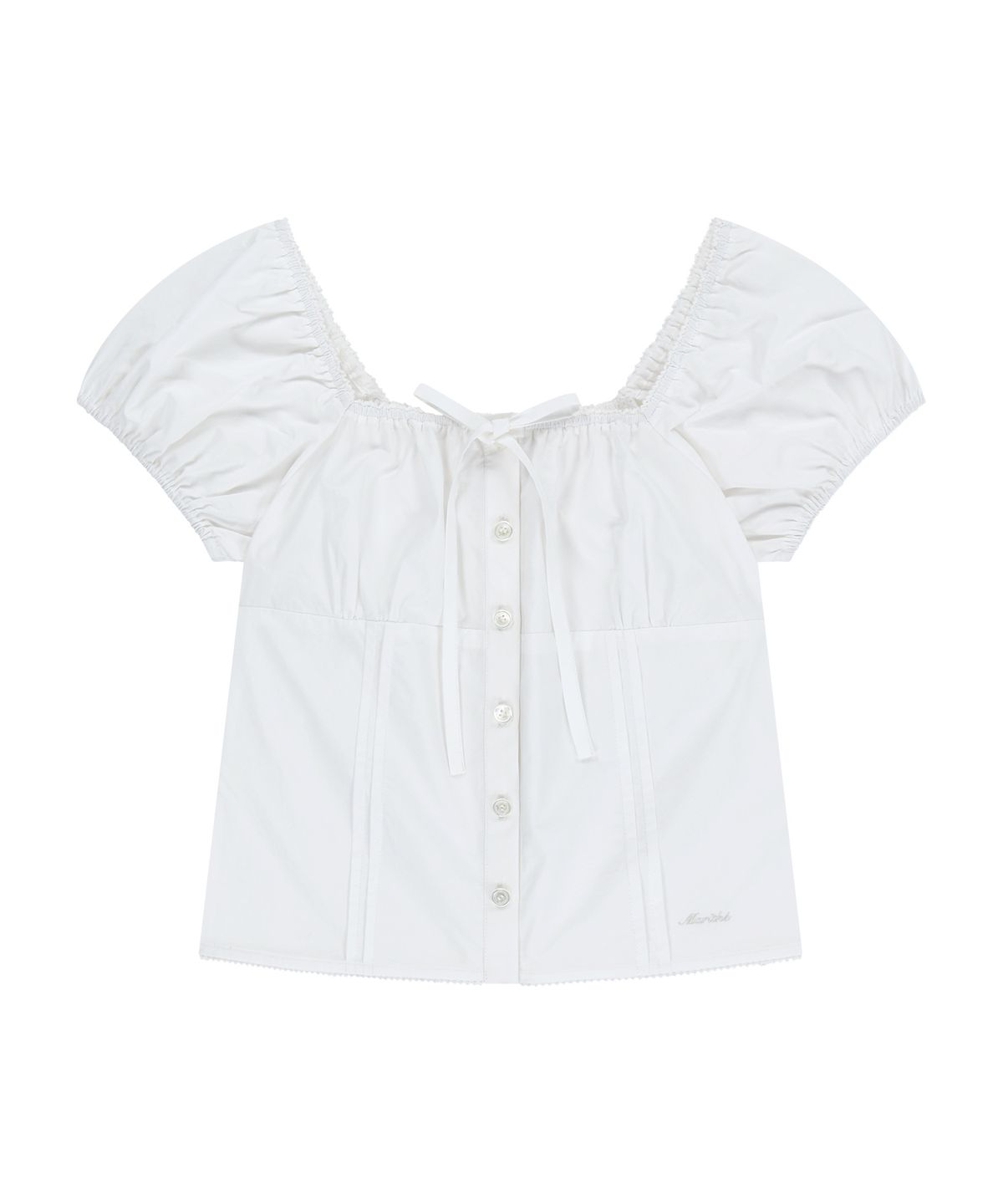 마리떼 프랑소와 저버(MARITHÉ + FRANҪOIS GIRBAUD) W CAP SLEEVE RIBBON BLOUSE white