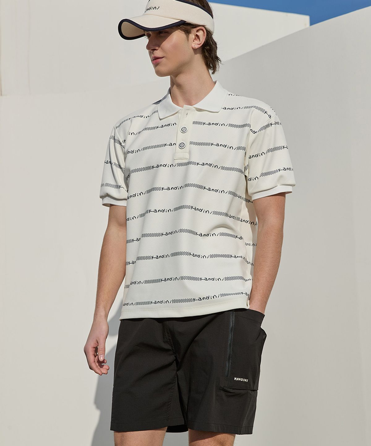 칸디니(KANDINI) 아이보리 로고 박시 폴로셔츠 (Unisex)