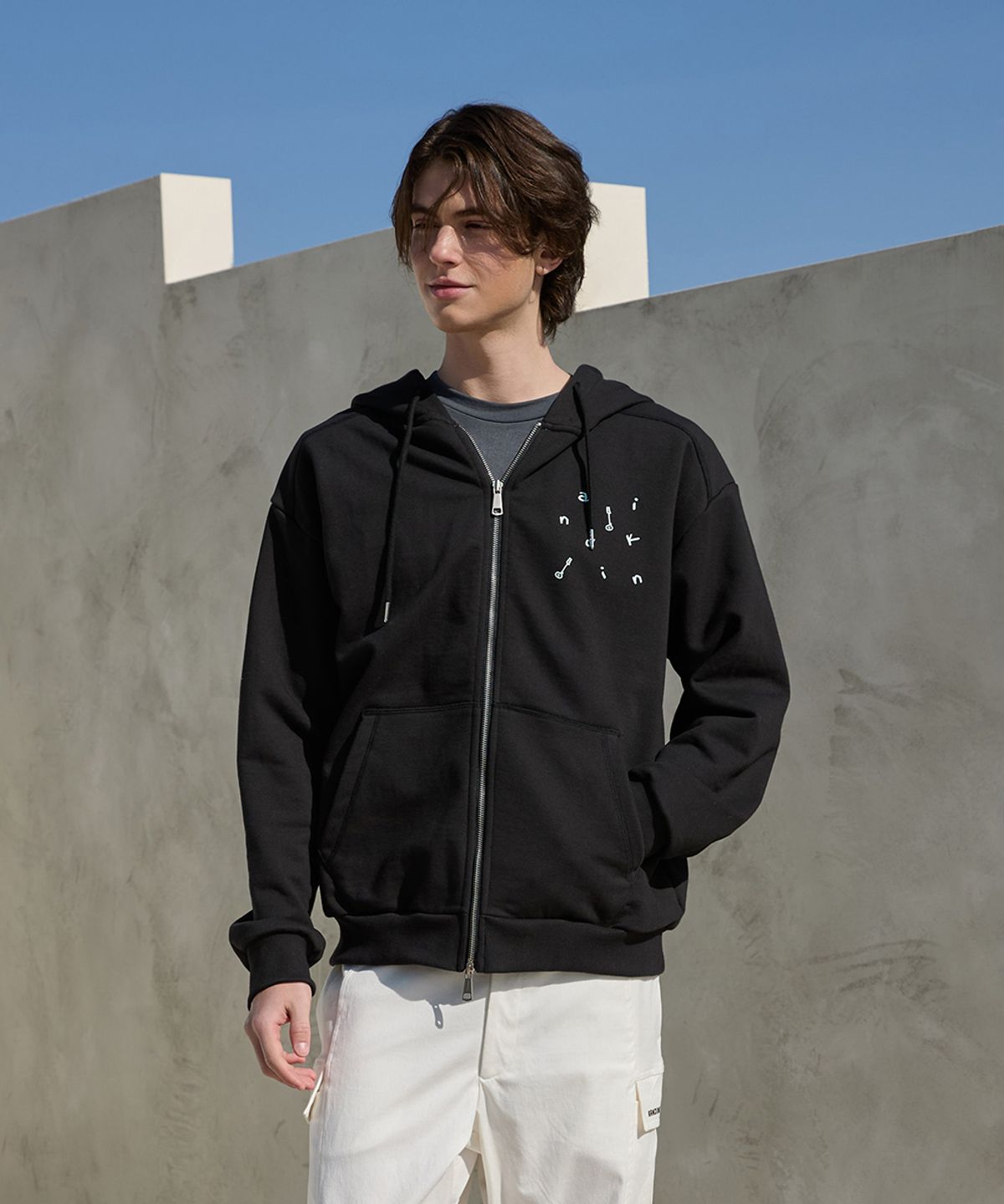 칸디니(KANDINI) 블랙 스티치 후드 집업 (Unisex)