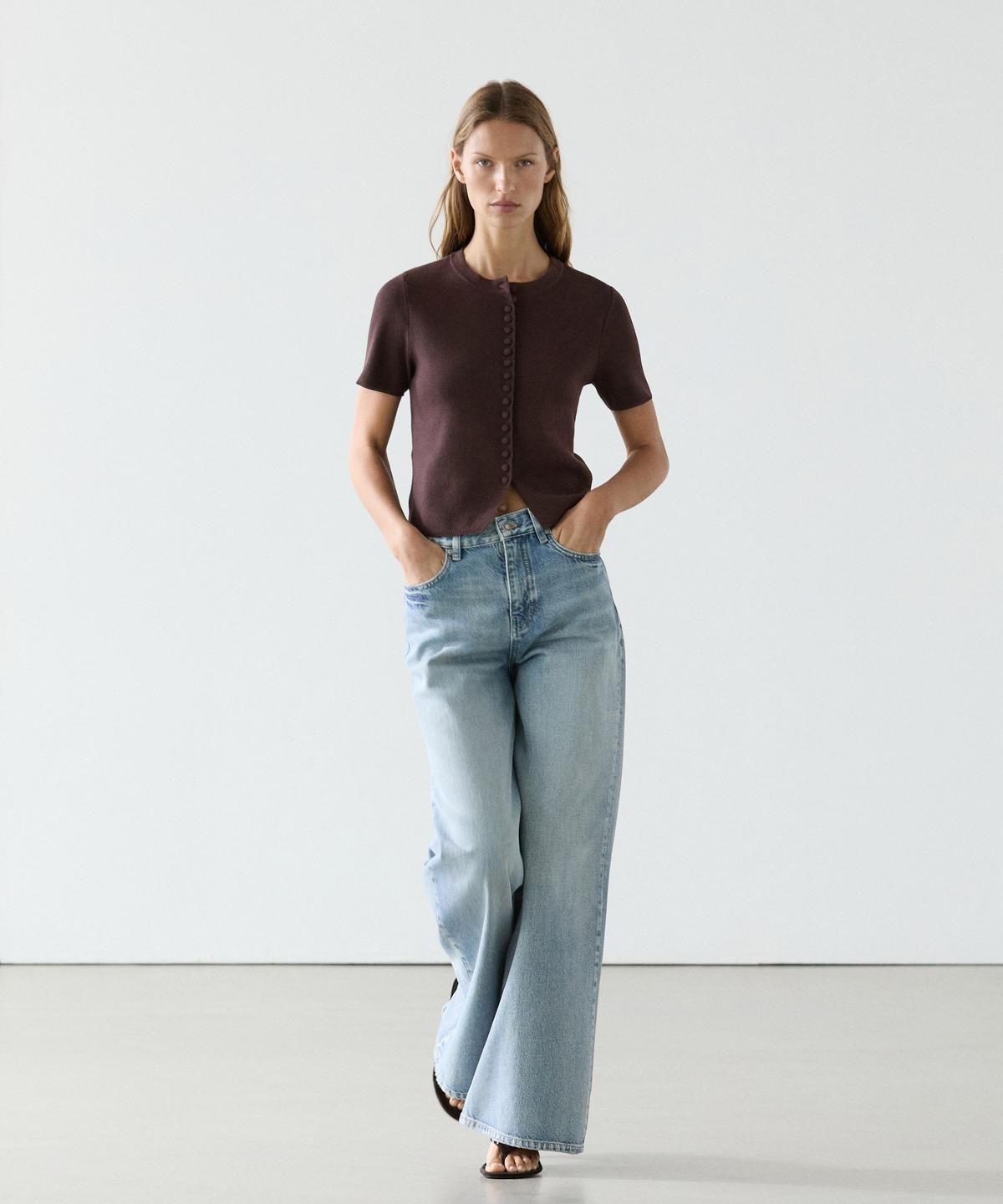 마시모두띠(MASSIMO DUTTI) 반팔 코튼 니트 가디건