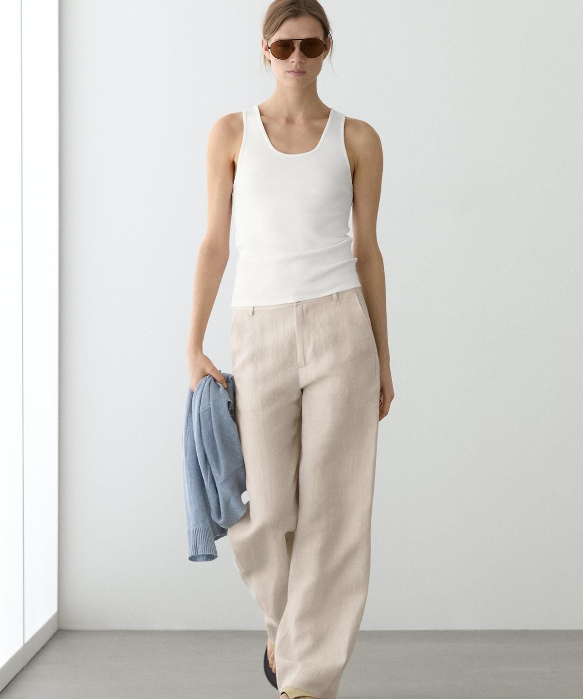 마시모두띠(MASSIMO DUTTI) 100% 린넨 릴렉스 핏 팬츠