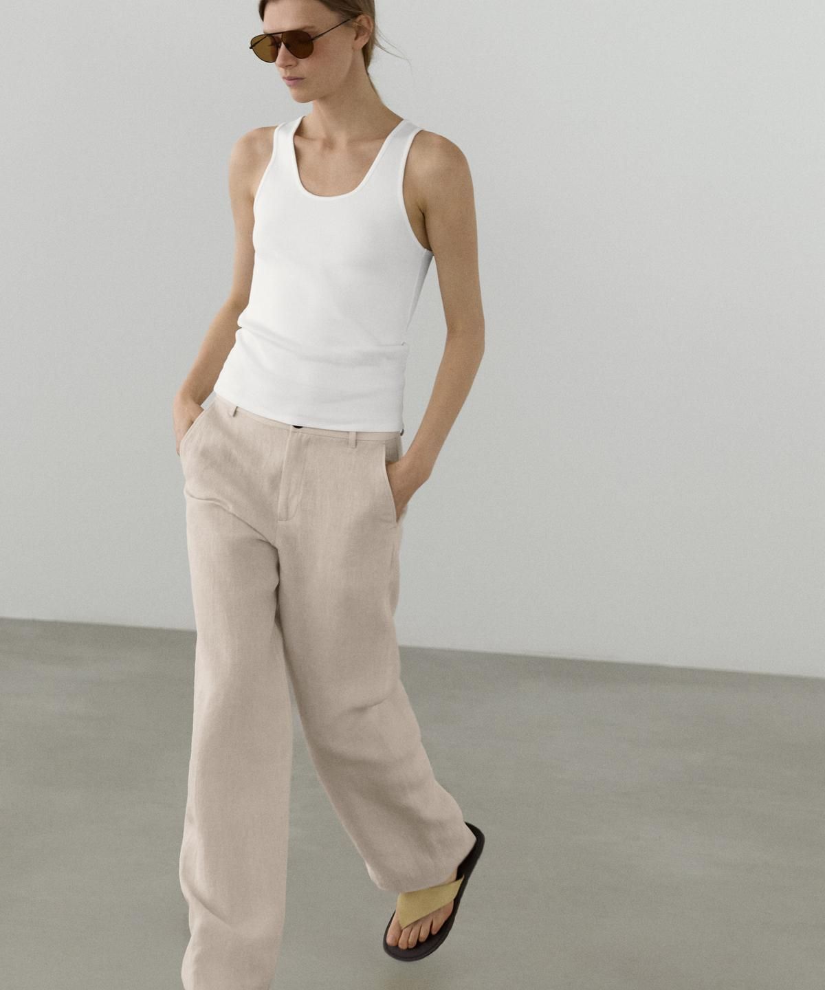 마시모두띠(MASSIMO DUTTI) 100% 린넨 릴렉스 핏 팬츠