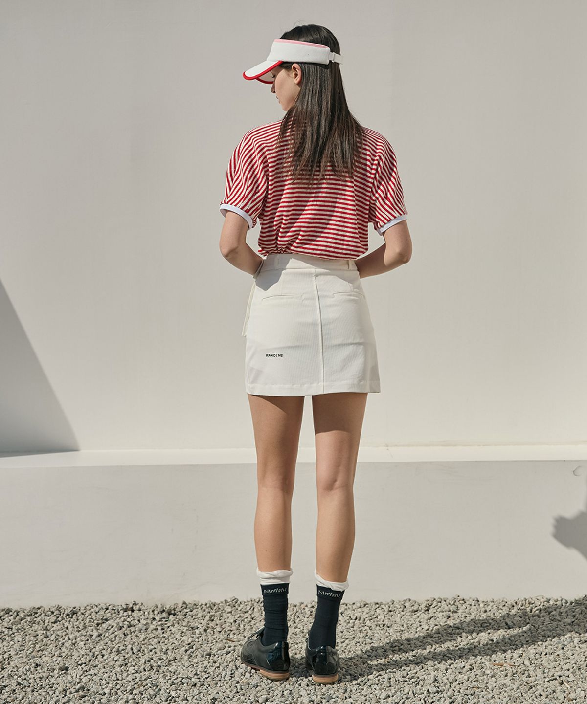 칸디니(KANDINI) 레드 스트라이프 래글런 폴로셔츠