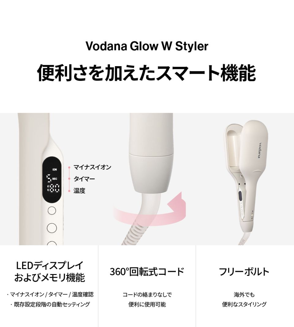 VODANA Glow W Styler グローウェーブ アイロン40mm Qoo10] VODANA 【公式】 グローウェーブ アイロン40m : 美容・健康家電
