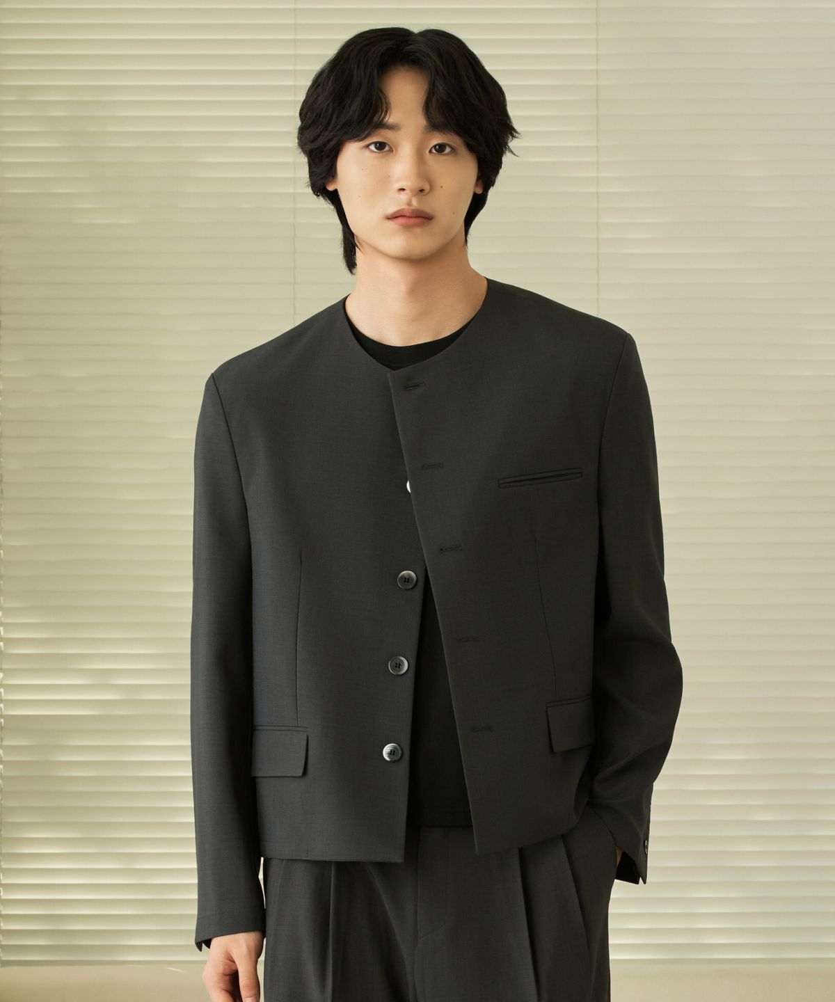 효지(HYOJI) SS 워셔블 노카라 크롭 블레이저 (S01-5컬러)