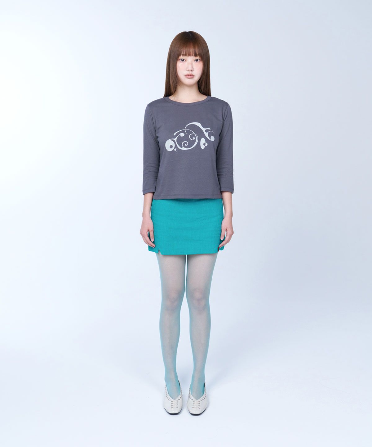 라이라이(LYELYE) Drift flow 3/4 sleeve tee (charcoal)