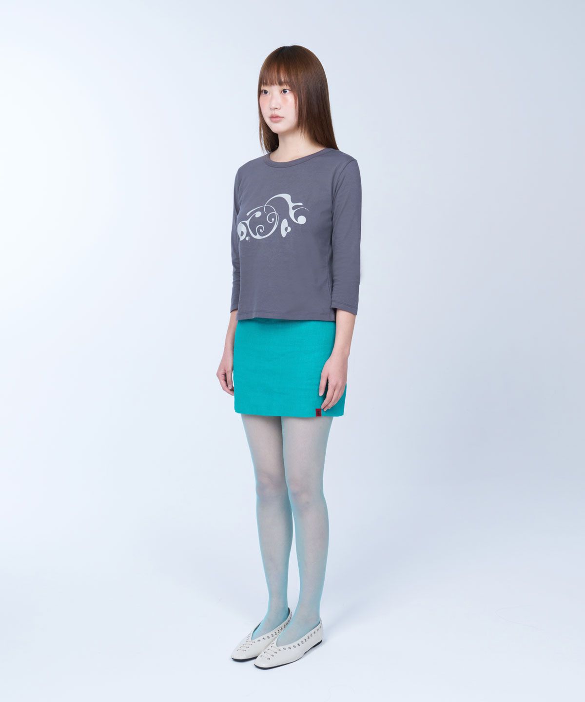 라이라이(LYELYE) Drift flow 3/4 sleeve tee (charcoal)