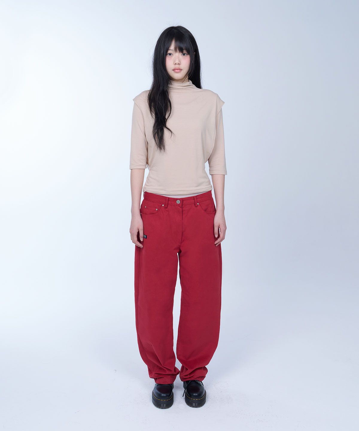 라이라이(LYELYE) Layered vest half sleeve tee (beige)
