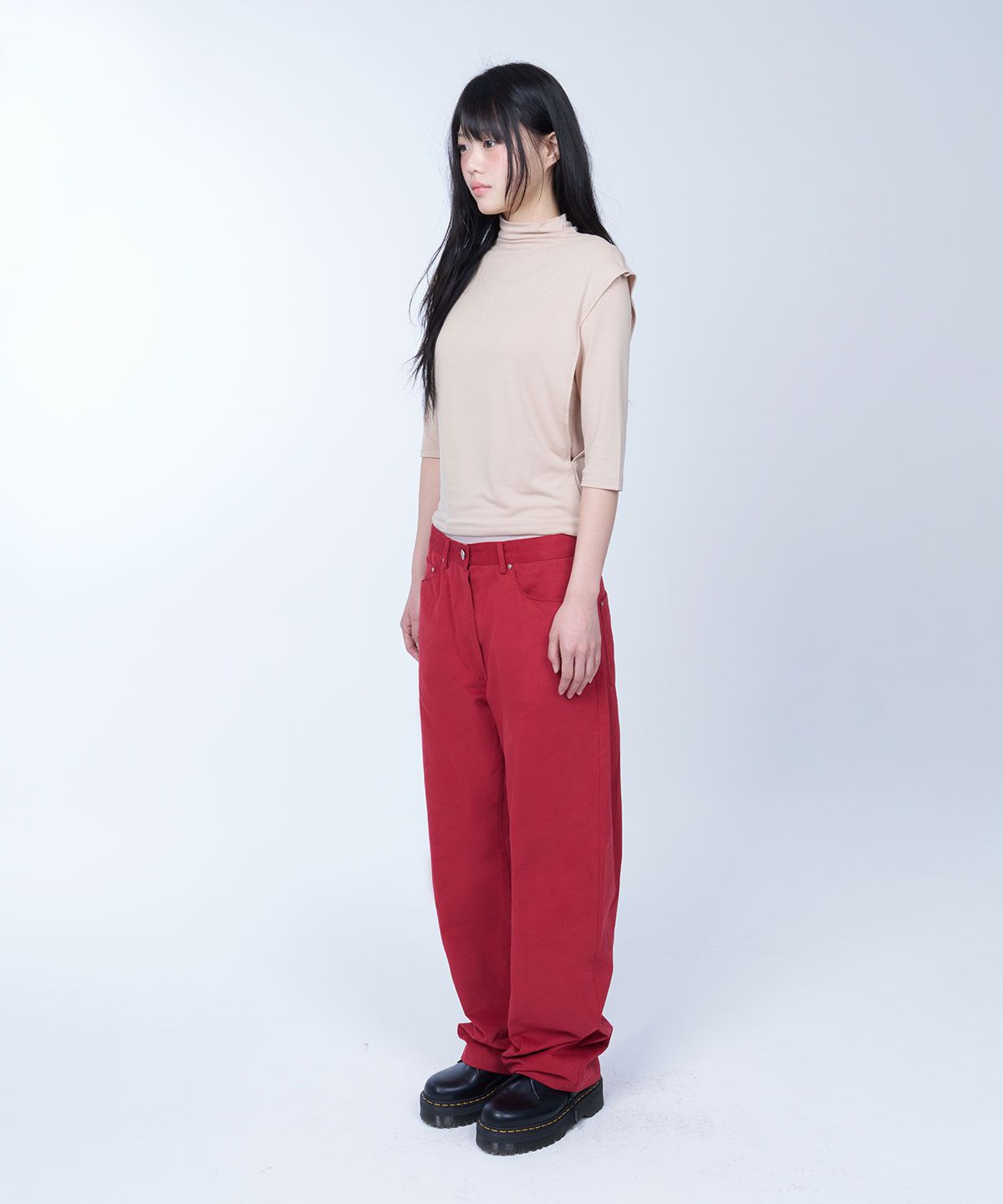 라이라이(LYELYE) Layered vest half sleeve tee (beige)