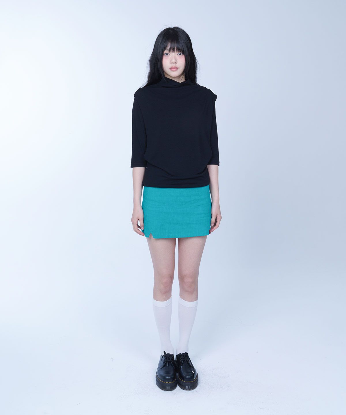 라이라이(LYELYE) Layered vest half sleeve tee (black)