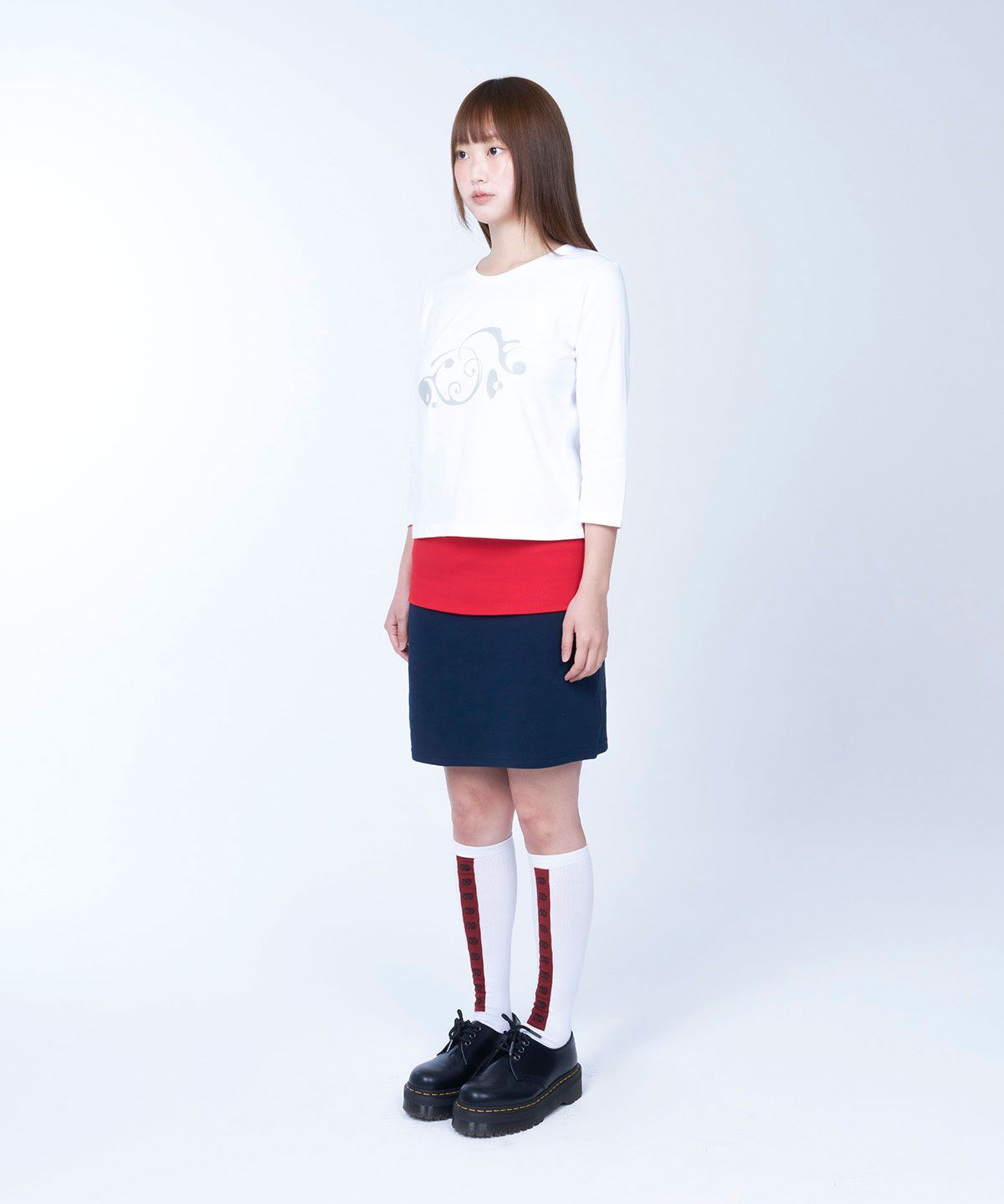 라이라이(LYELYE) Folded colorblock skirt (navy)
