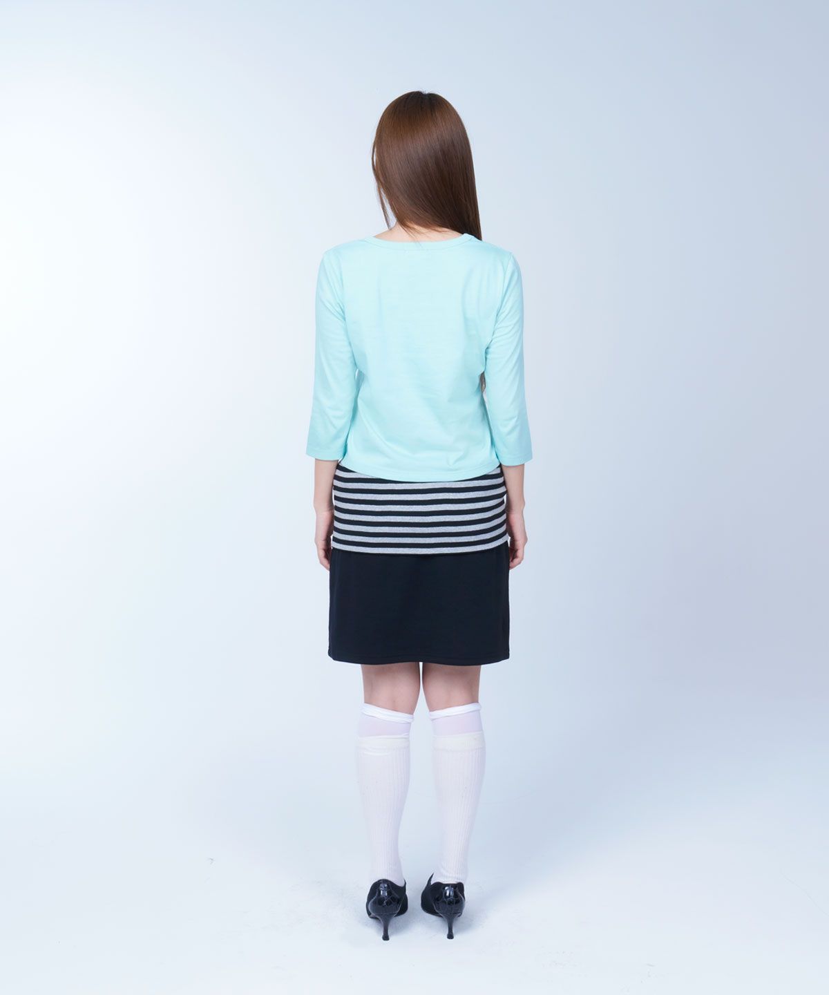 라이라이(LYELYE) Folded colorblock skirt (black)
