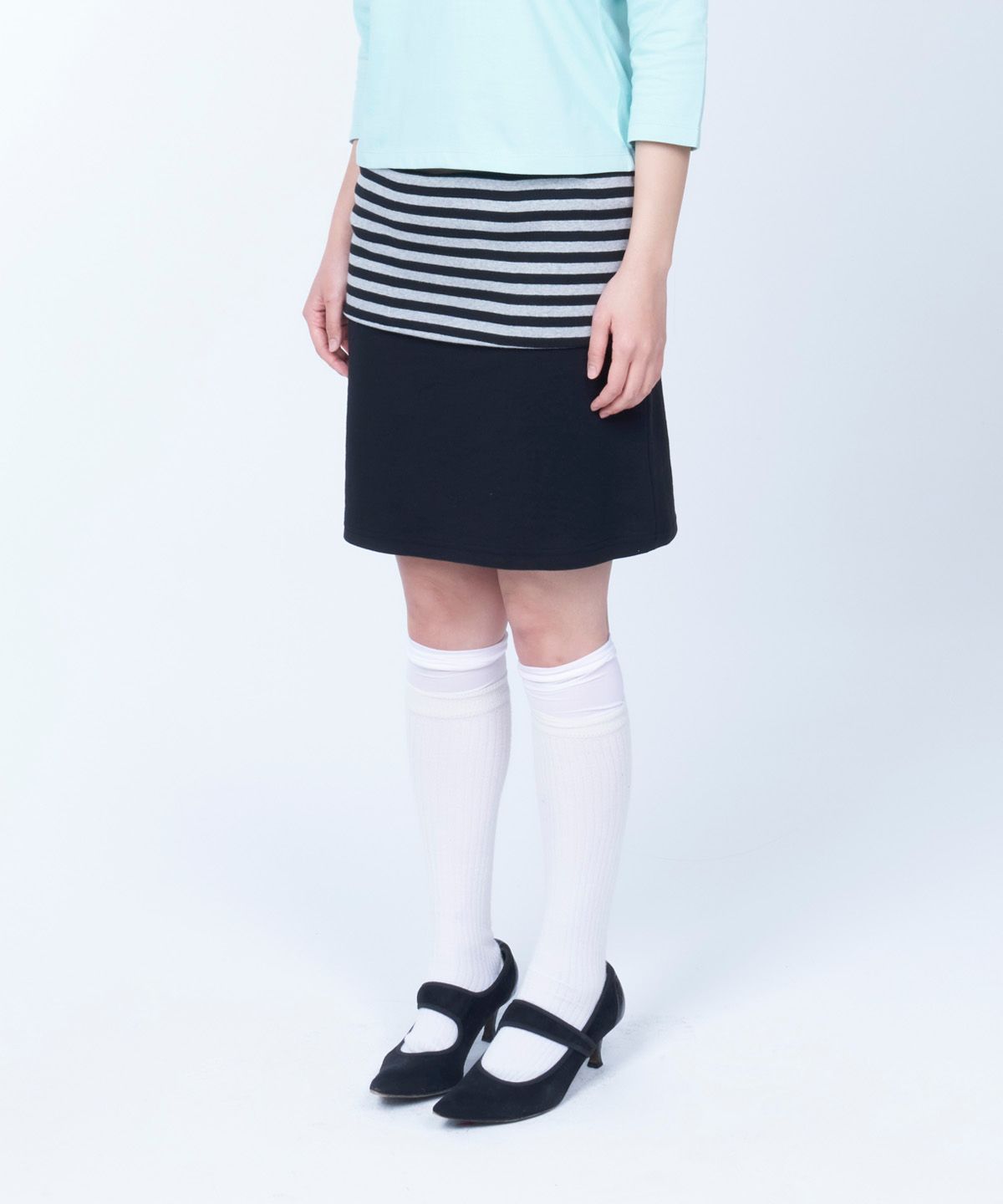 라이라이(LYELYE) Folded colorblock skirt (black)