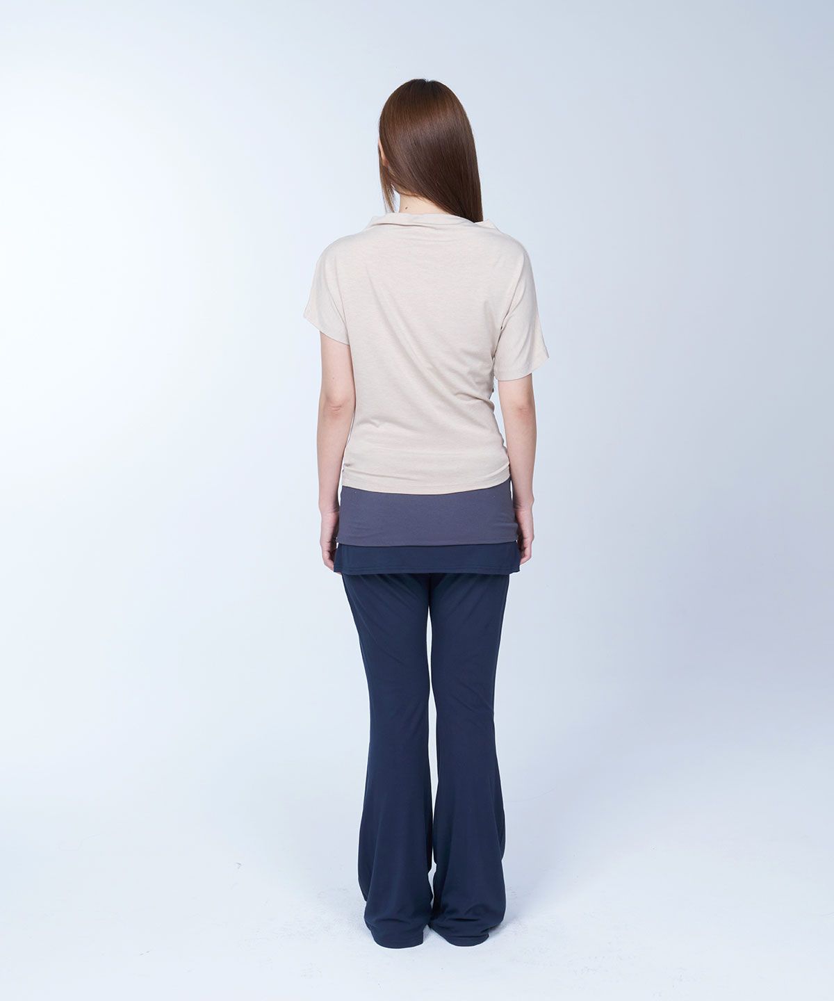 라이라이(LYELYE) Folded colorblock skirtpants (navy)