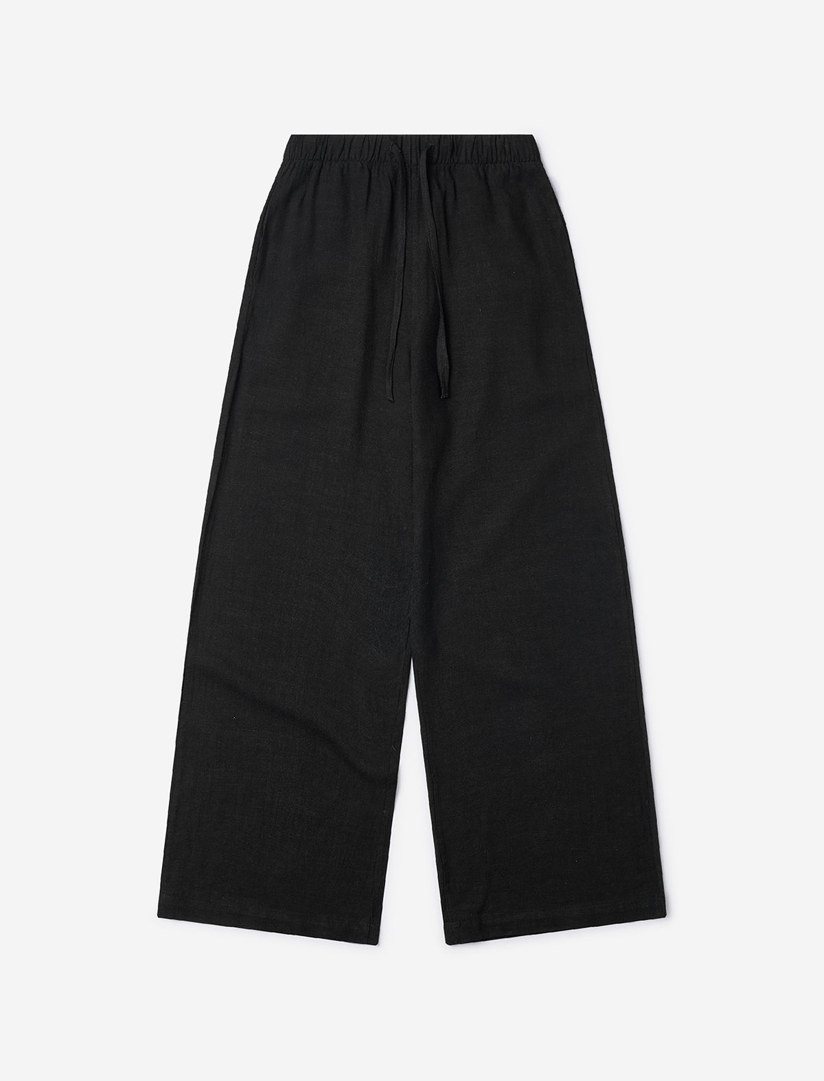 플랫웨이브 인 서울(FLATWAVE IN SEOUL) Loen Linen Longsleeve Shirt Wide Pants Set Black