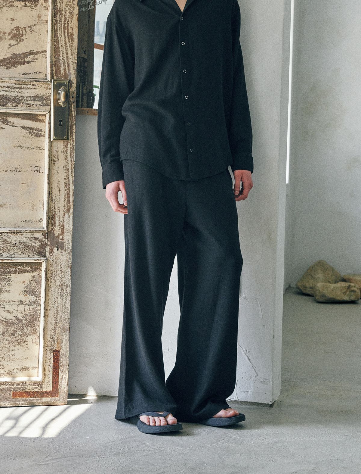 플랫웨이브 인 서울(FLATWAVE IN SEOUL) Loen Linen Wide Pants Black