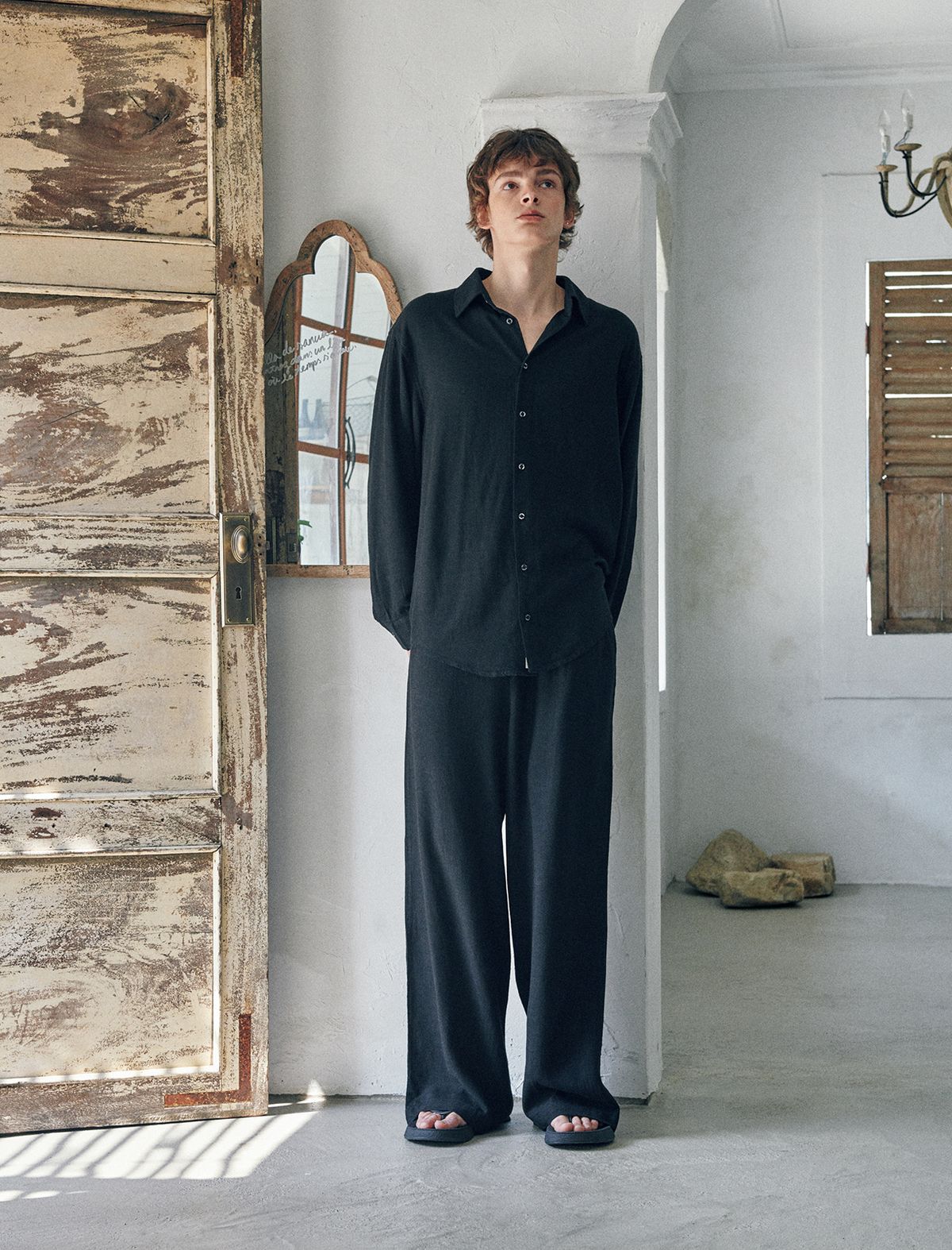 플랫웨이브 인 서울(FLATWAVE IN SEOUL) Loen Linen Wide Pants Black
