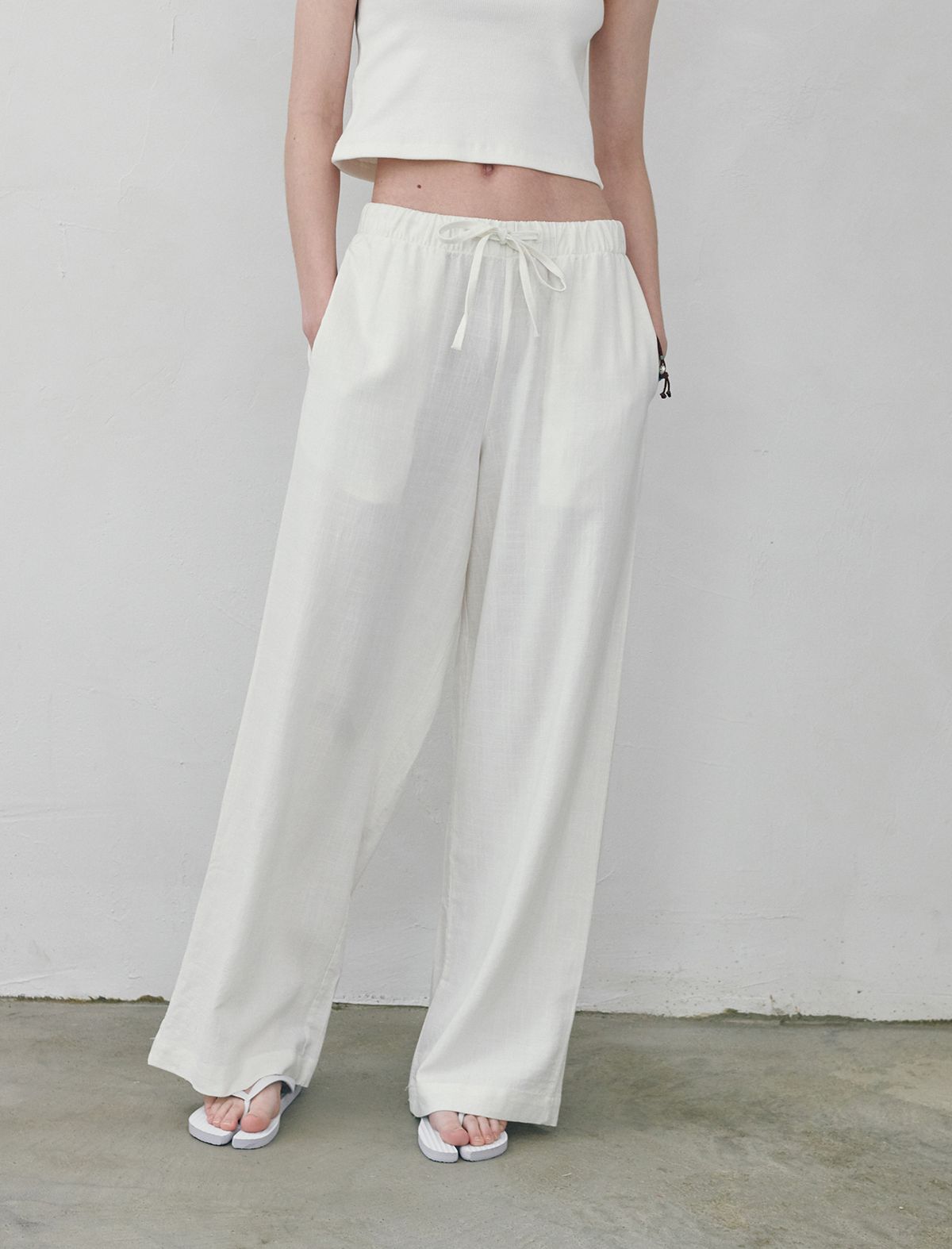 플랫웨이브 인 서울(FLATWAVE IN SEOUL) Loen Linen Wide Pants Ivory