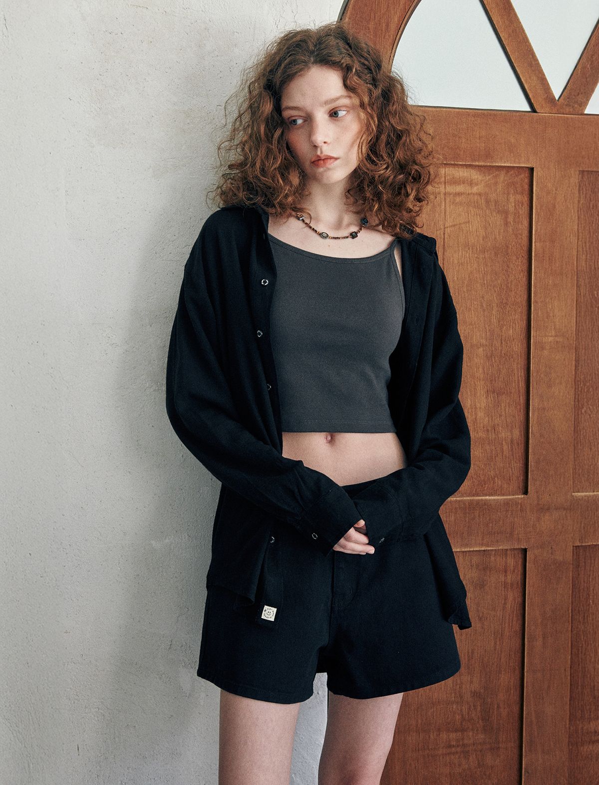 플랫웨이브 인 서울(FLATWAVE IN SEOUL) Loen Linen Longsleeve Shirt Black