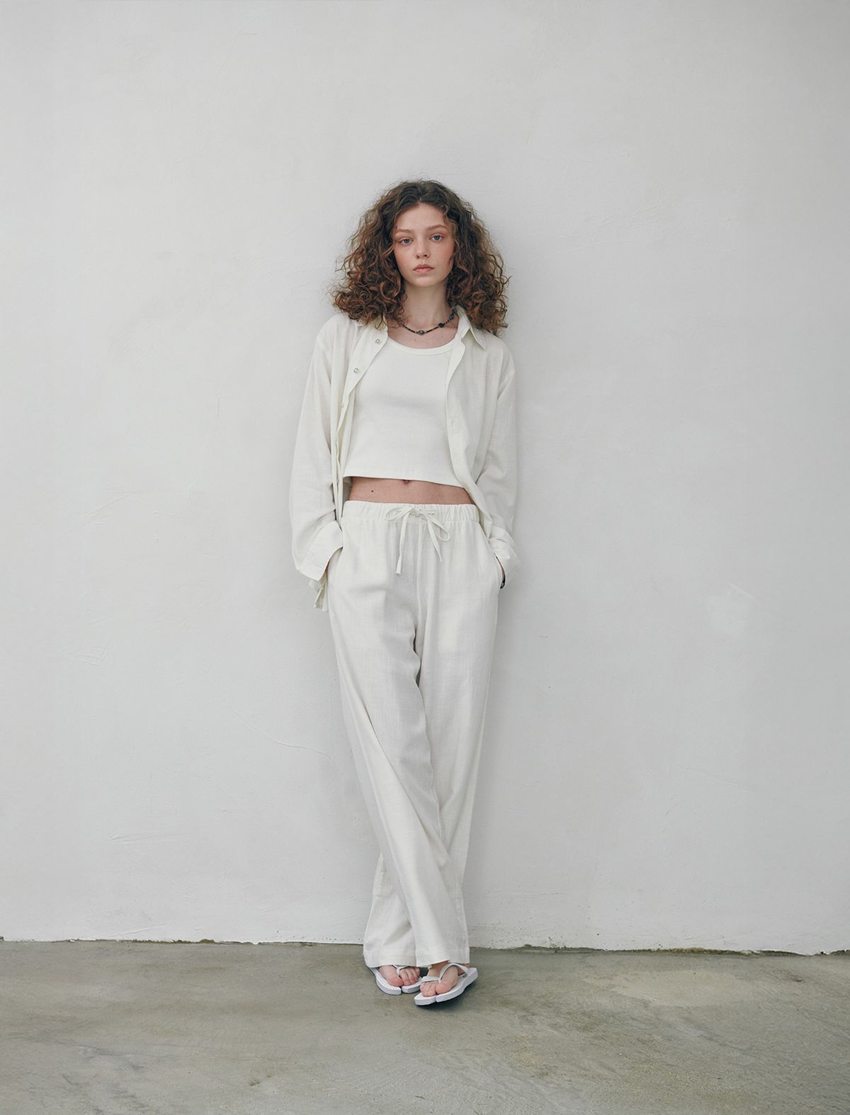 플랫웨이브 인 서울(FLATWAVE IN SEOUL) Loen Linen Longsleeve Shirt Ivory