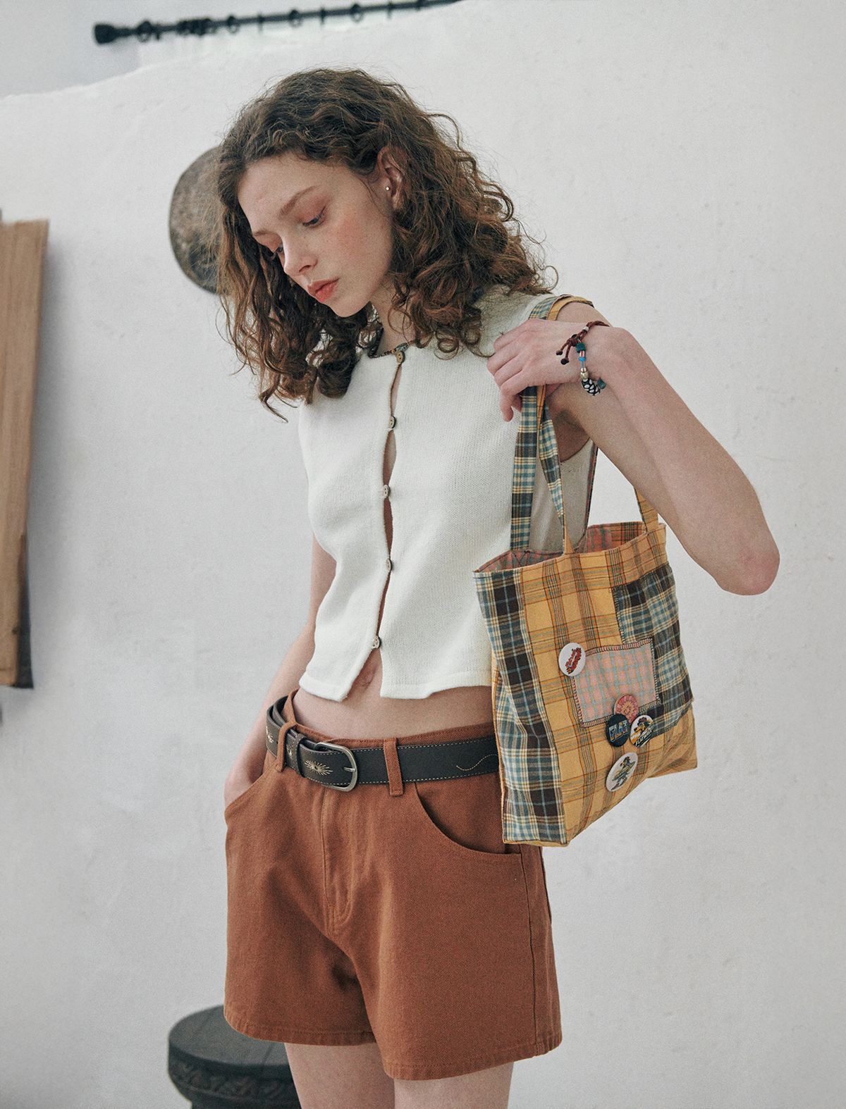 플랫웨이브 인 서울(FLATWAVE IN SEOUL) Sena Cotton Shorts Washed Brown