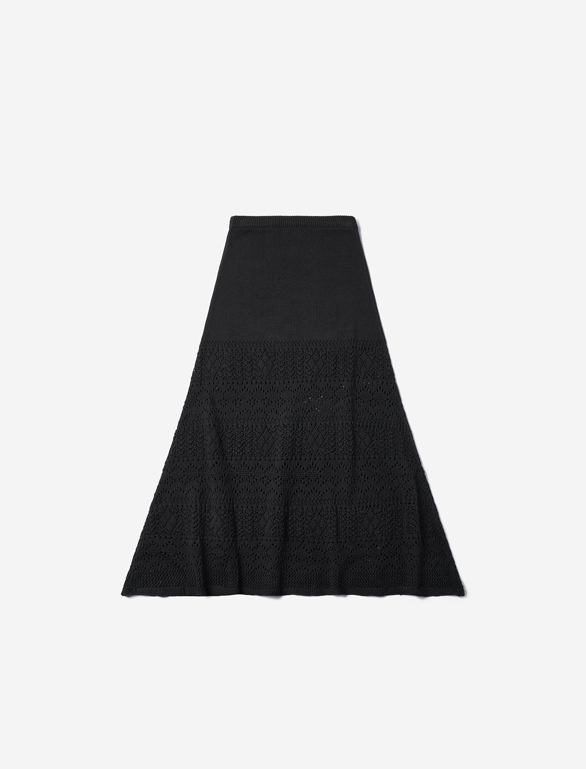 플랫웨이브 인 서울(FLATWAVE IN SEOUL) Ella Knit Crochet Long Skirt Black