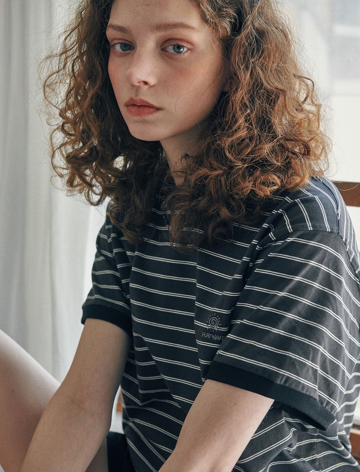 플랫웨이브 인 서울(FLATWAVE IN SEOUL) Loma Stripe Ringer T-Shirts Charcoal