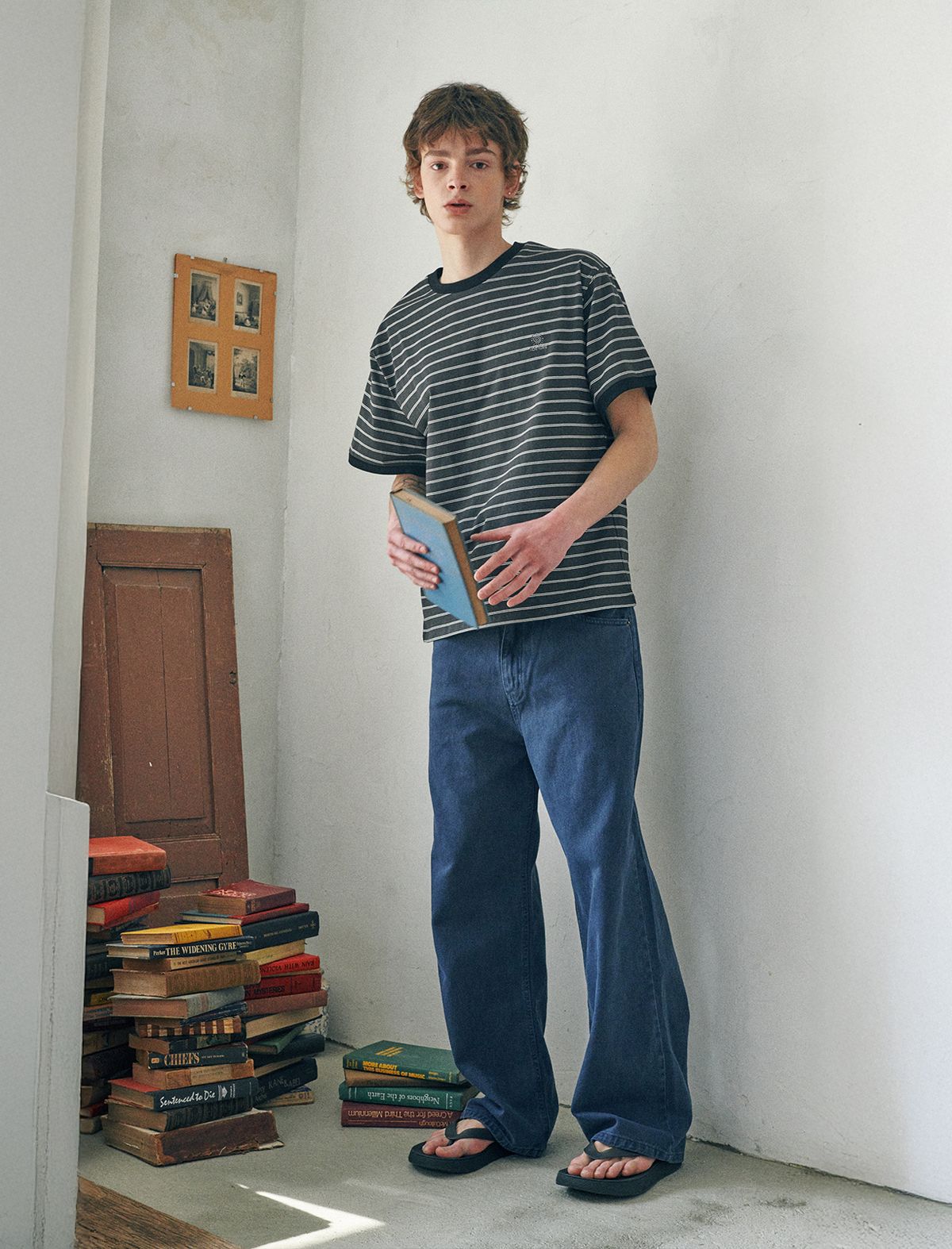 플랫웨이브 인 서울(FLATWAVE IN SEOUL) Loma Stripe Ringer T-Shirts Charcoal