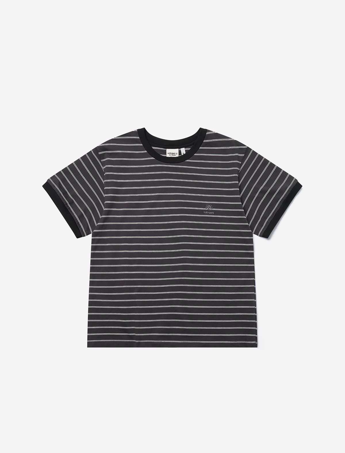 플랫웨이브 인 서울(FLATWAVE IN SEOUL) Loma Stripe Ringer T-Shirts Charcoal